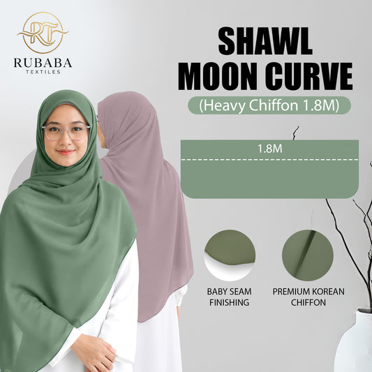 Premium Heavy Chiffon Half Curve Moon Curve Shawl 1.8 Meter No1 Candy Pink