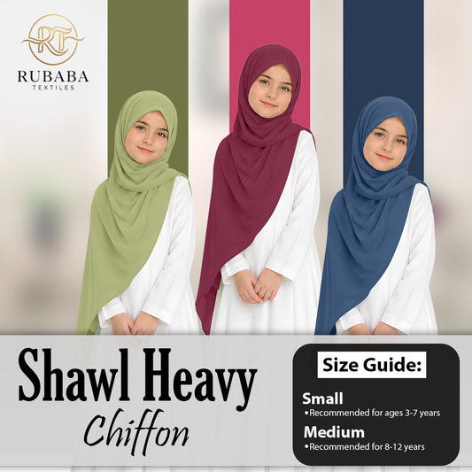 Premium Heavy Chiffon Plain Budak Medium Shawl - No1 Candy Pink