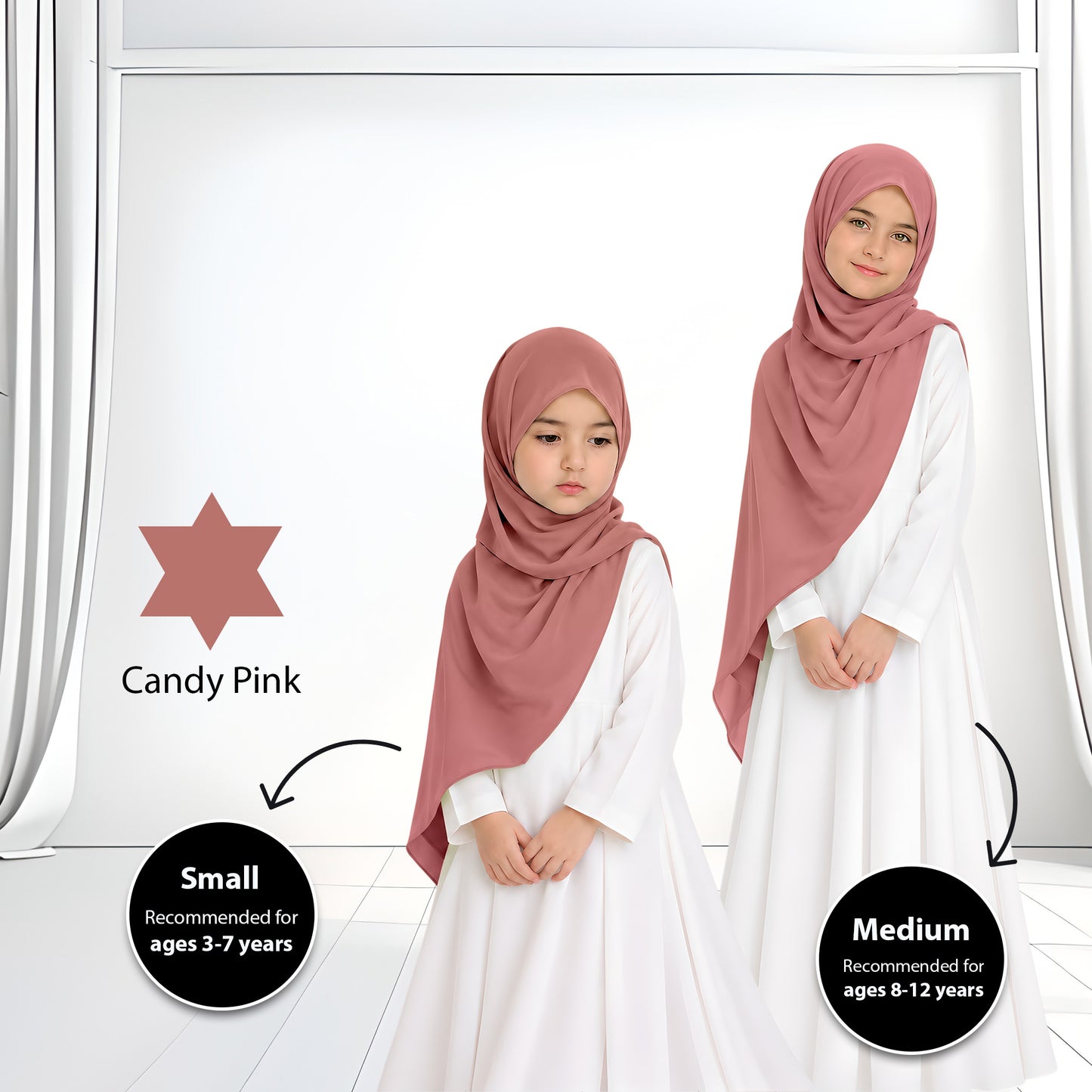 Kids Heavy Chiffon Budak Shawl - No2 Salmon