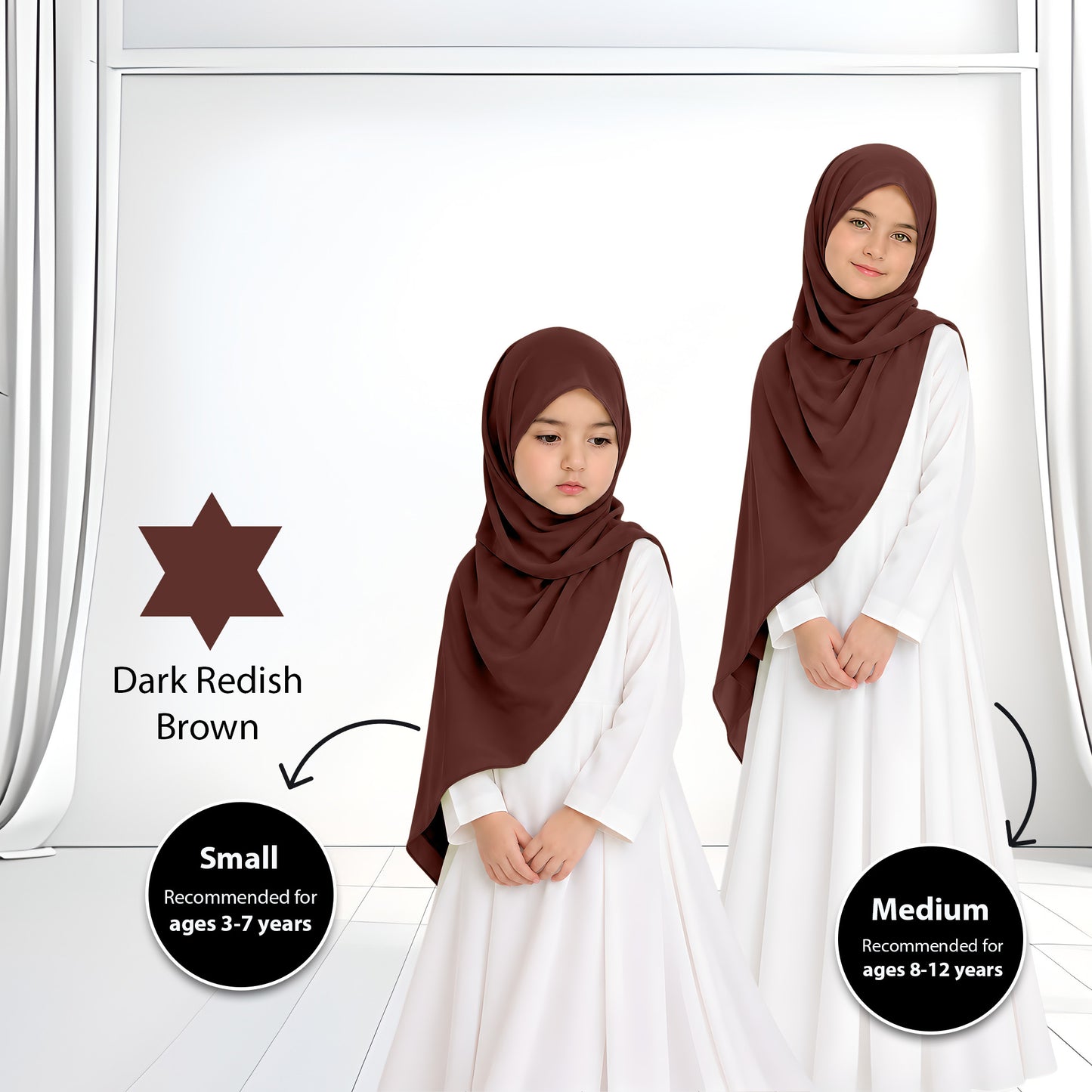 Kids Heavy Chiffon Budak Shawl - No7 Velvet Burgundy