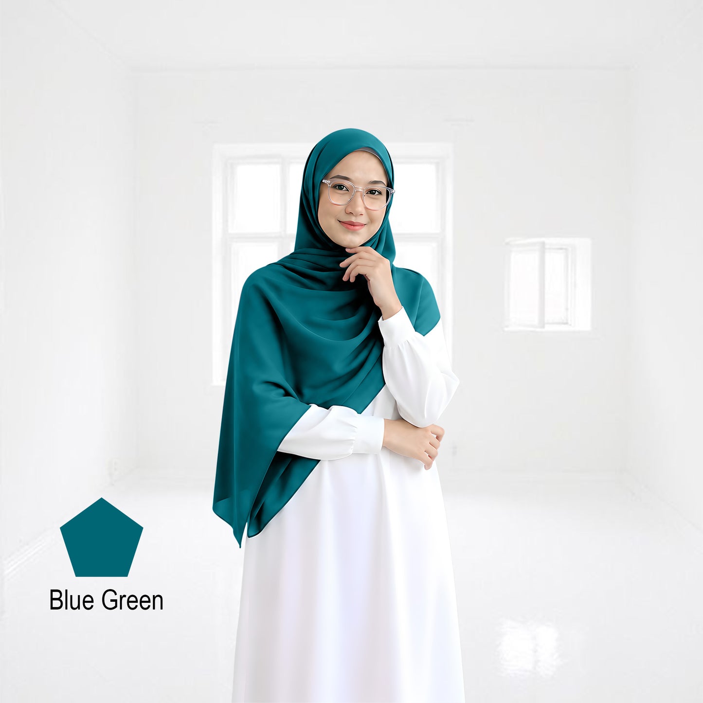 Premium Heavy Chiffon Full Curve Shawl 2 Meter - No16 Emerald Green