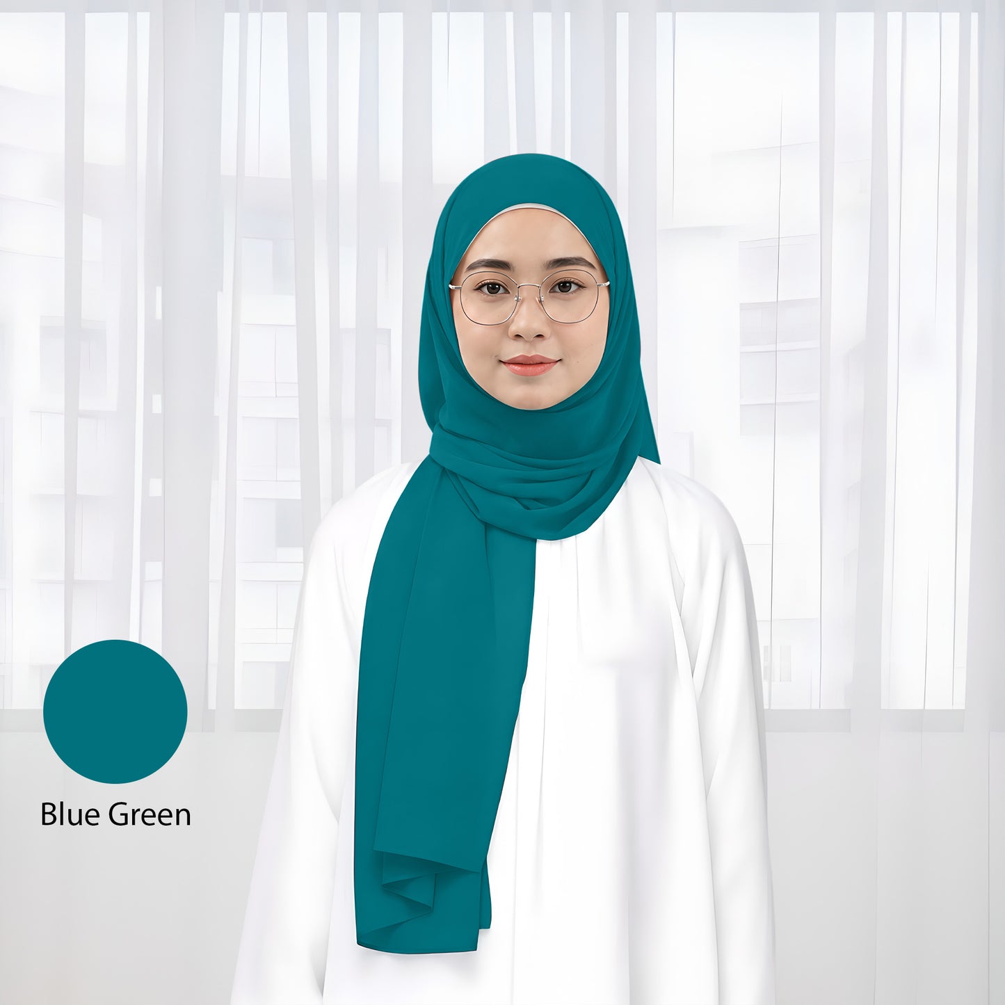 Premium Heavy Chiffon Plain Shawl 2 Meter No16 Emerald Green