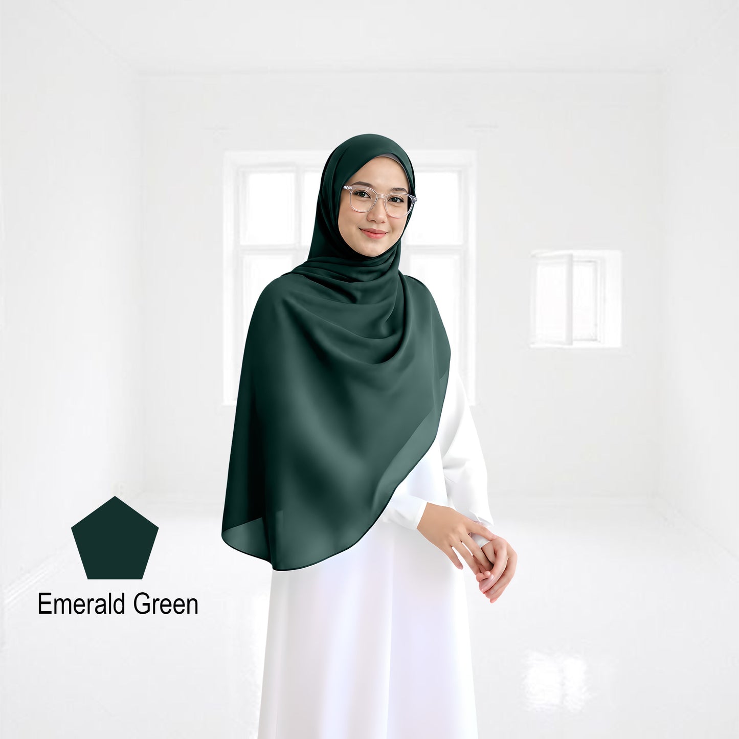 Premium Heavy Chiffon Full Curve Shawl 2 Meter - No18 Royal Blue