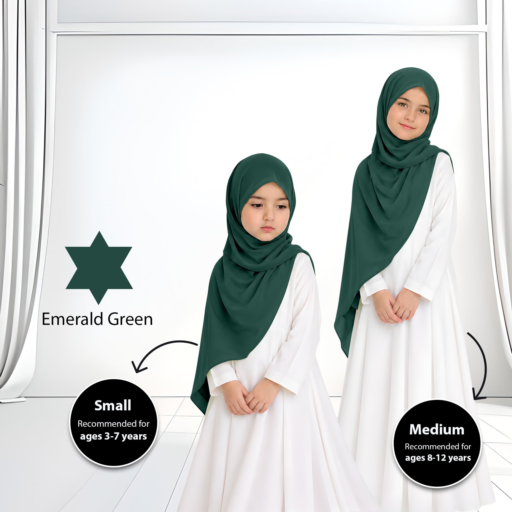 Kids Heavy Chiffon Budak Shawl - No13 Blue Green