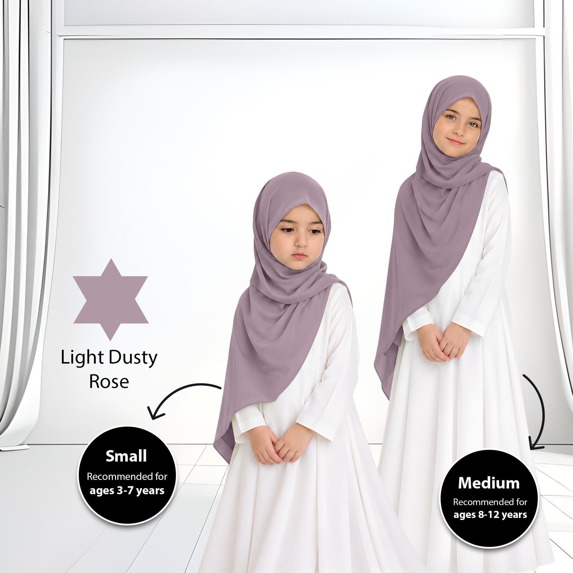 Kids Heavy Chiffon Budak Shawl - No20 Dusty Rose