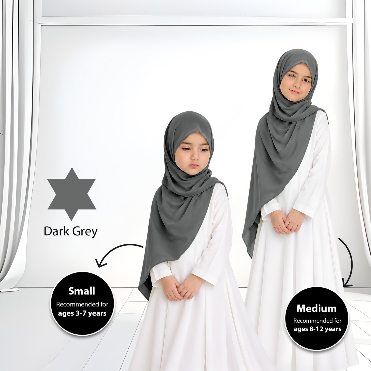 Kids Heavy Chiffon Budak Shawl - No21 Light Dusty Rose