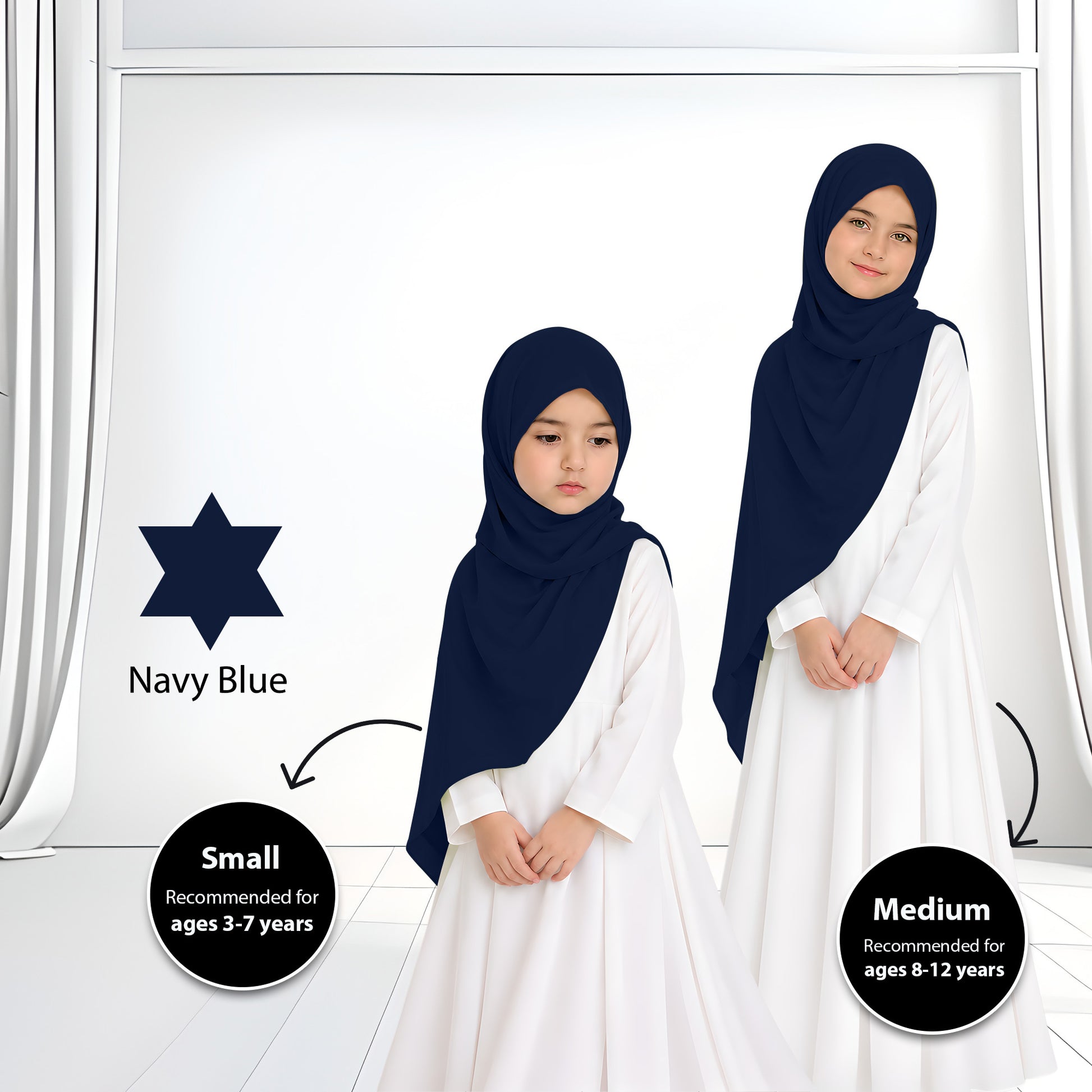 Kids Heavy Chiffon Budak Shawl - No23 Ocean Green
