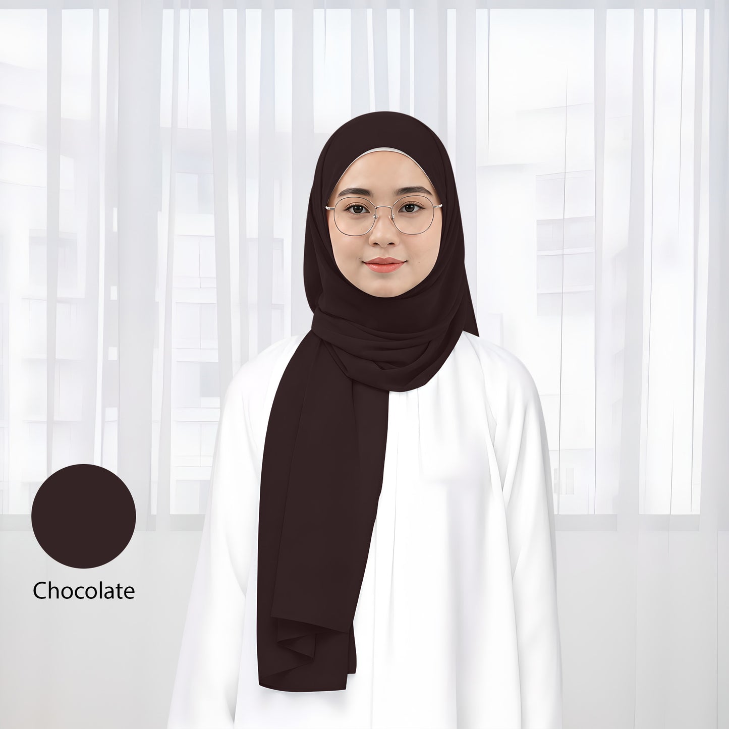 Premium Heavy Chiffon Plain Shawl 2 Meter No29 Teal Blue
