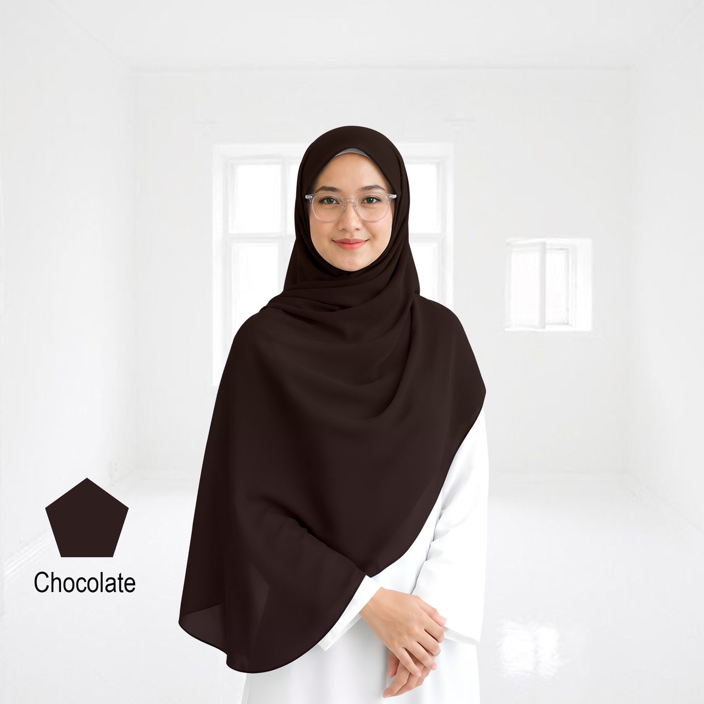 Premium Heavy Chiffon Full Curve Shawl 2 Meter - No30 Teal Green