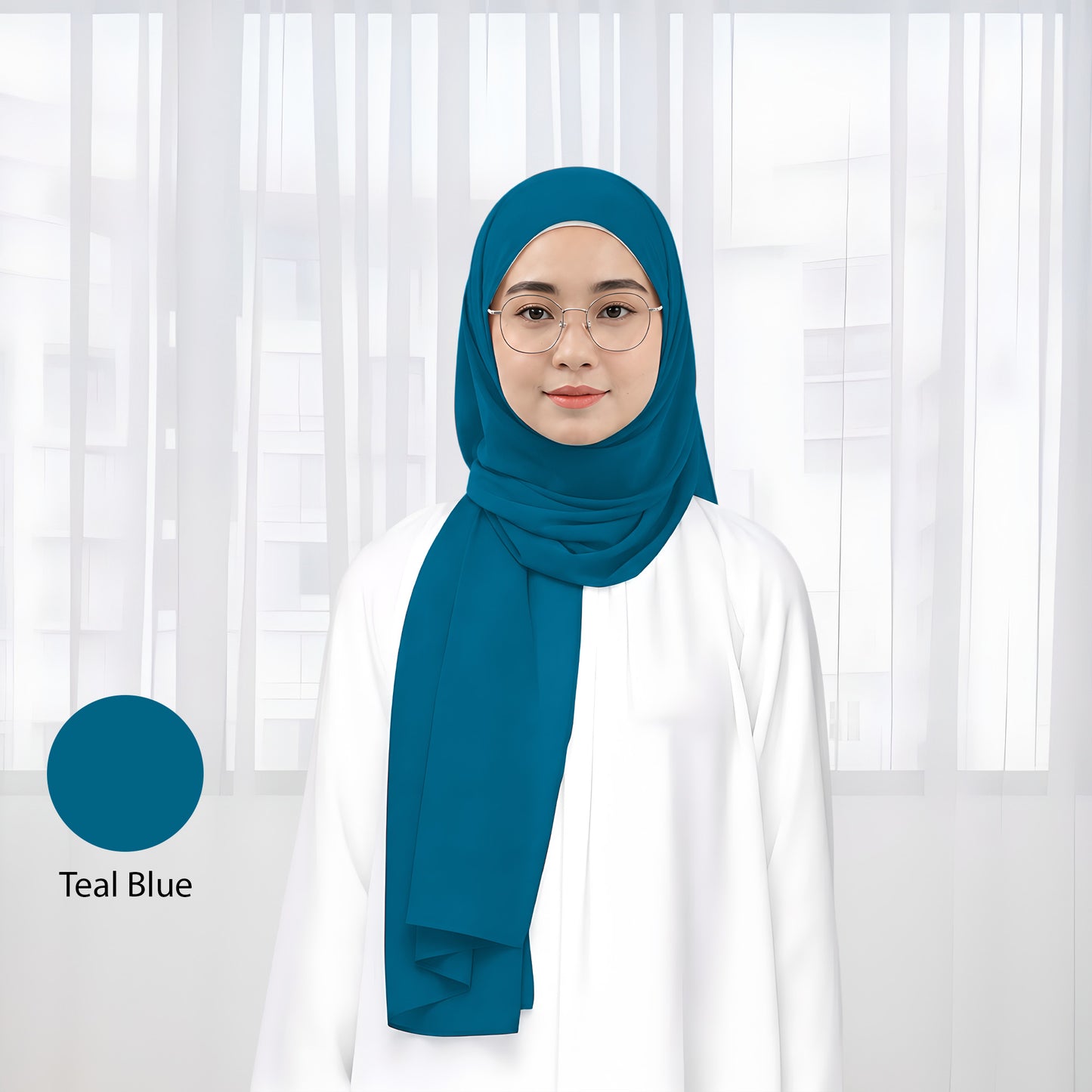 Premium Heavy Chiffon Plain Shawl 2 Meter No30 Teal Green