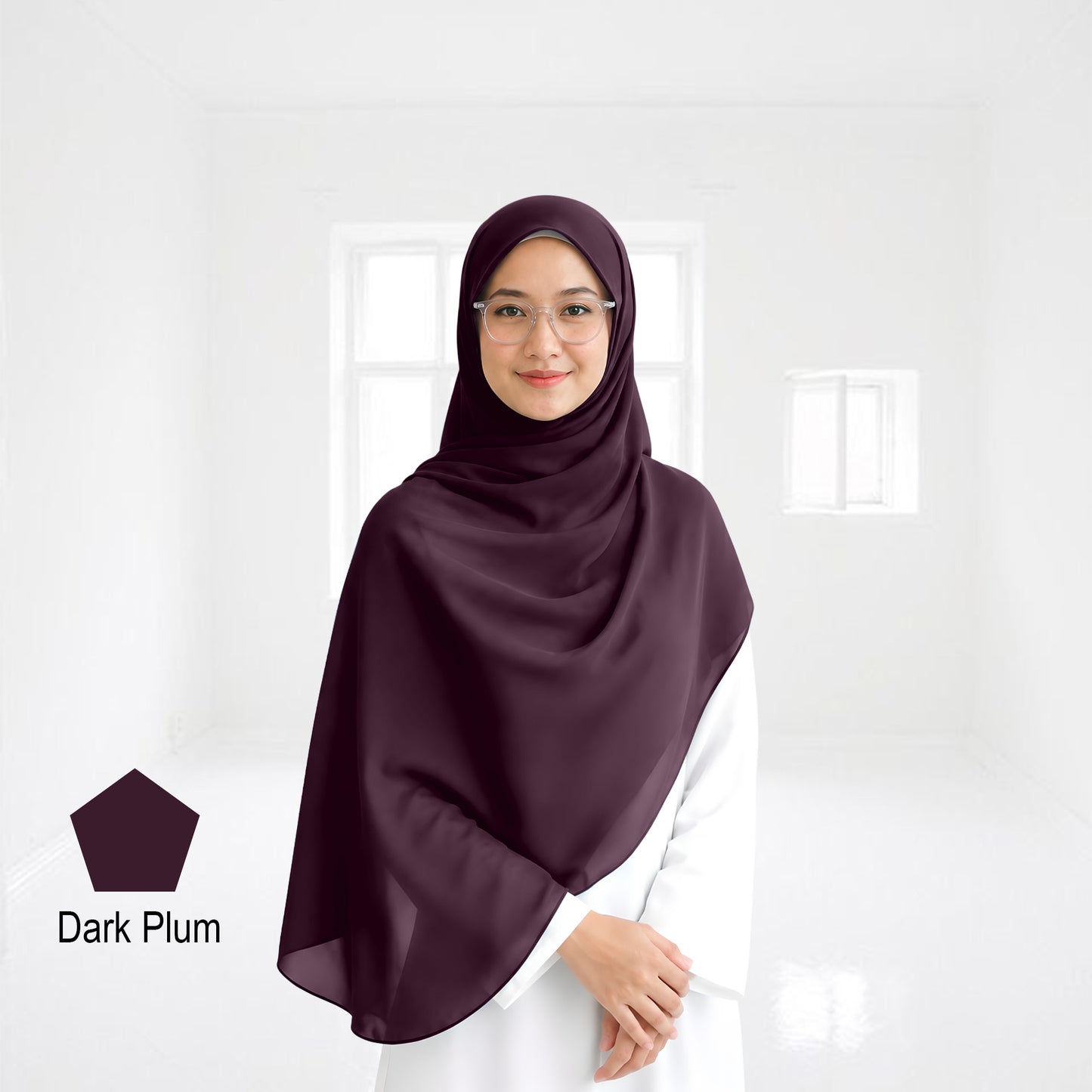 Premium Heavy Chiffon Full Curve Shawl 2 Meter - No5 Burnt Burgundy