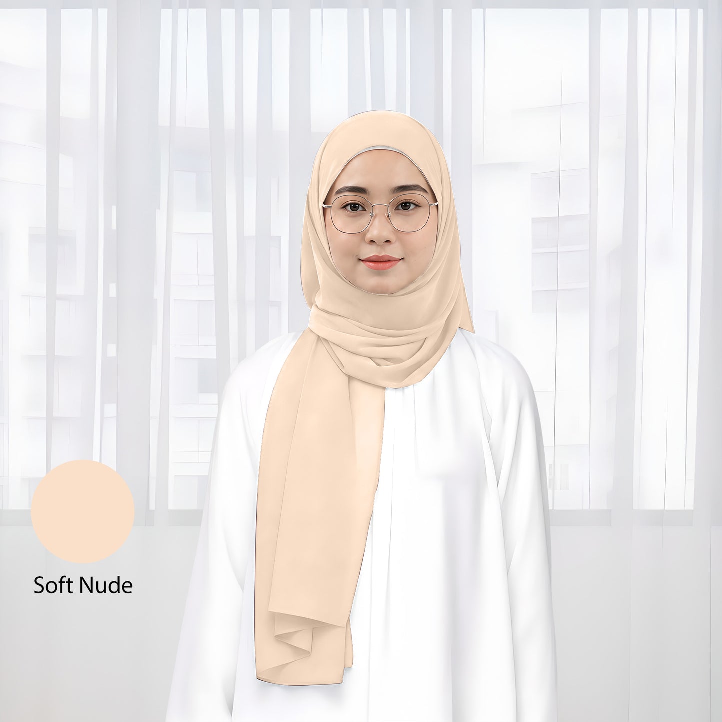 Premium Heavy Chiffon Plain Shawl 2 Meter No36 Coral Glow