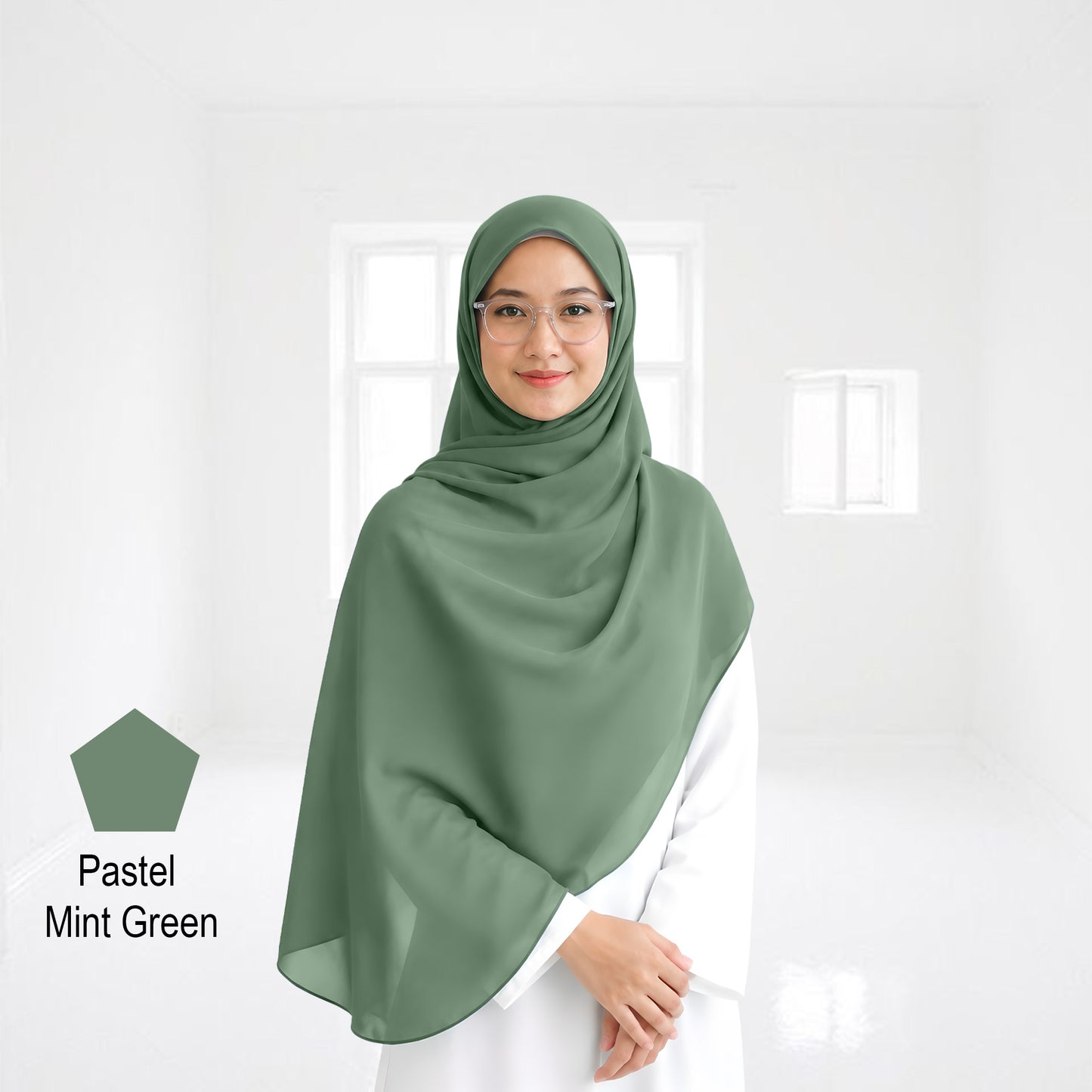 Premium Heavy Chiffon Full Curve Shawl 2 Meter - No43 Pastel Pink