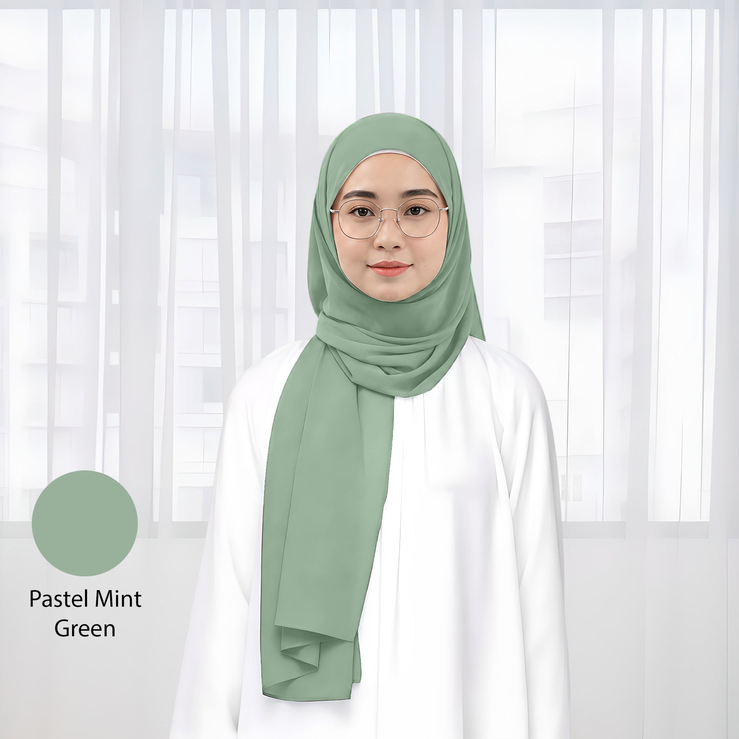Premium Heavy Chiffon Plain Shawl 2 Meter No42 Soft Cream