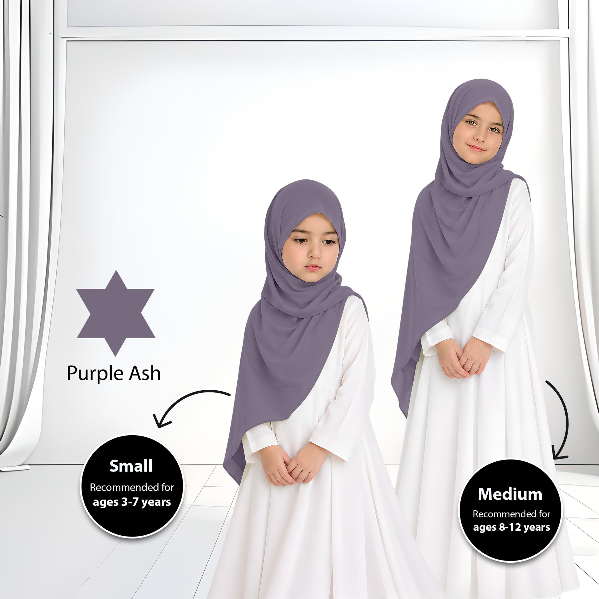 Kids Heavy Chiffon Budak Shawl - No38 Purple Ash