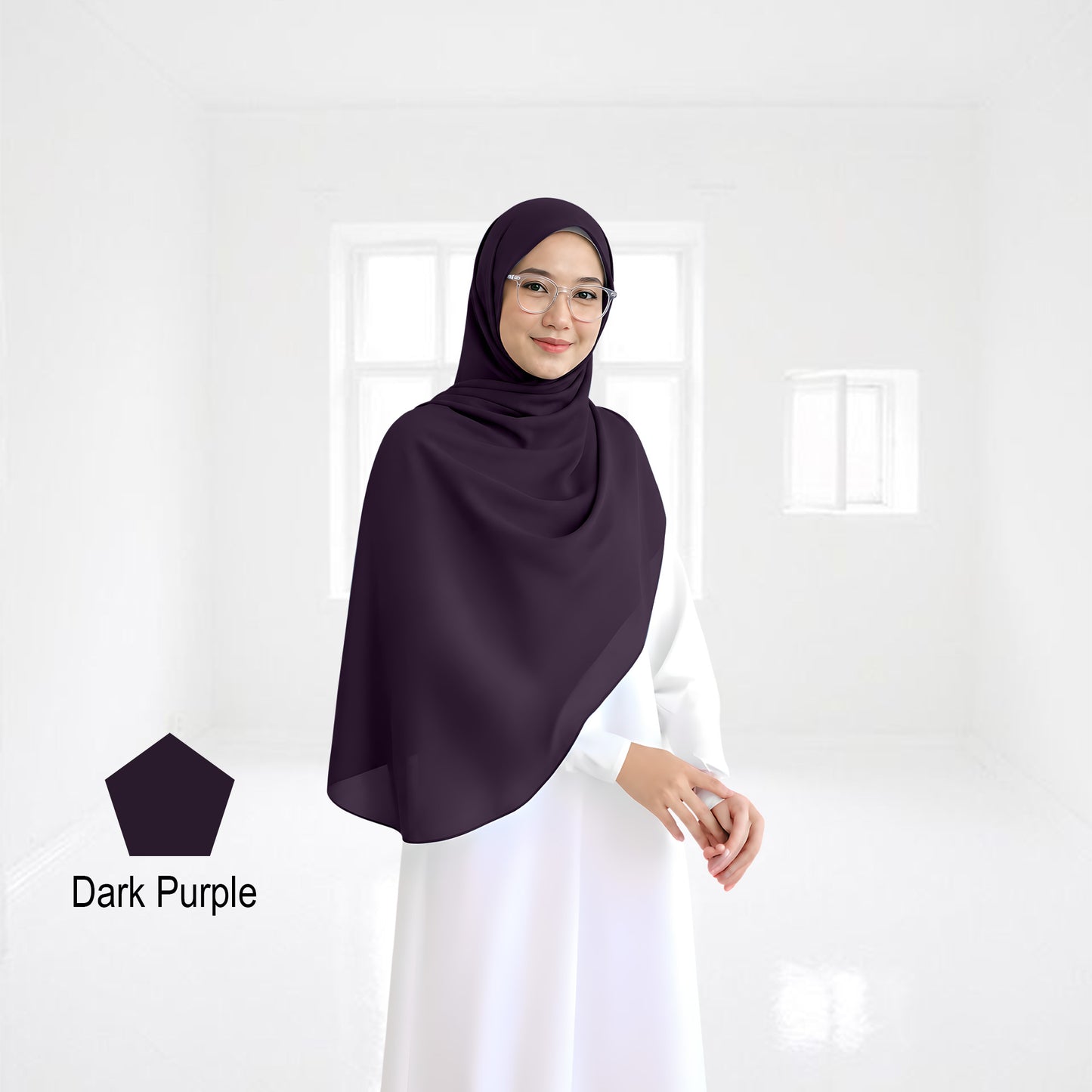 Premium Heavy Chiffon Full Curve Shawl 2 Meter - No51 Purple