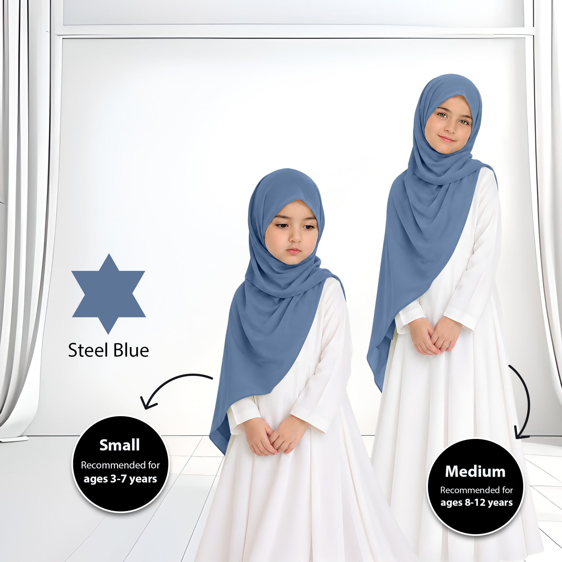 Kids Heavy Chiffon Budak Shawl - No50 Dark Mint Green