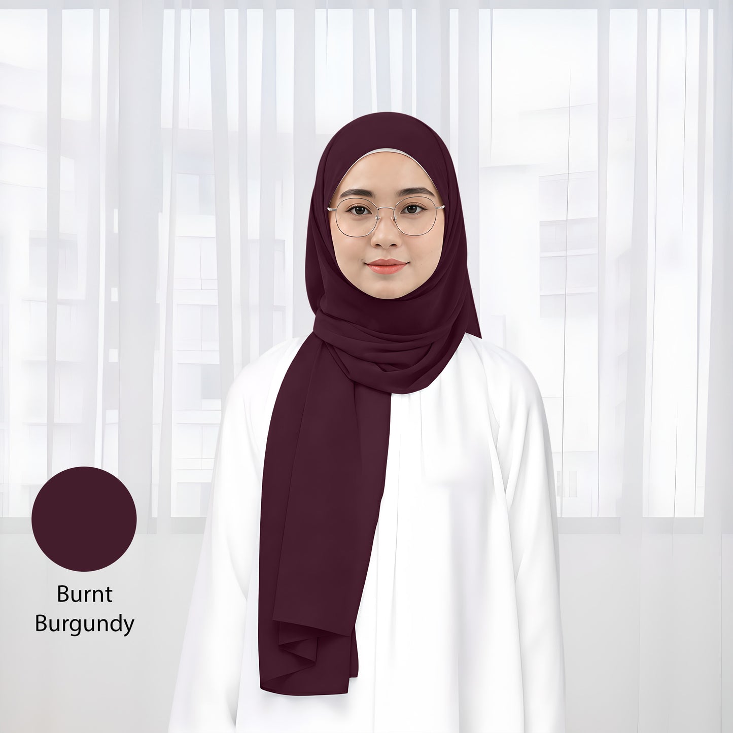Premium Heavy Chiffon Plain Shawl 2 Meter No7 Velvet Burgundy