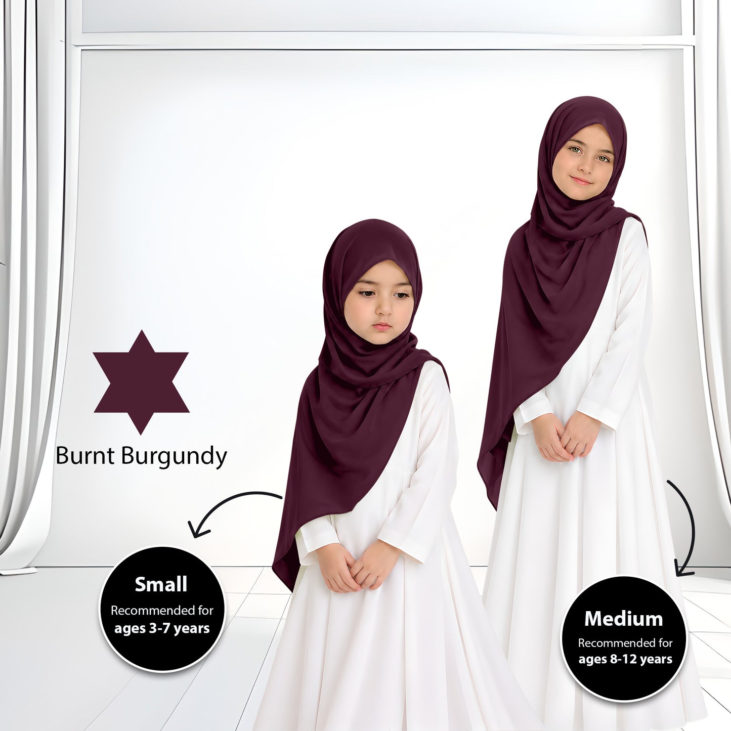 Kids Heavy Chiffon Budak Shawl - No51 Purple