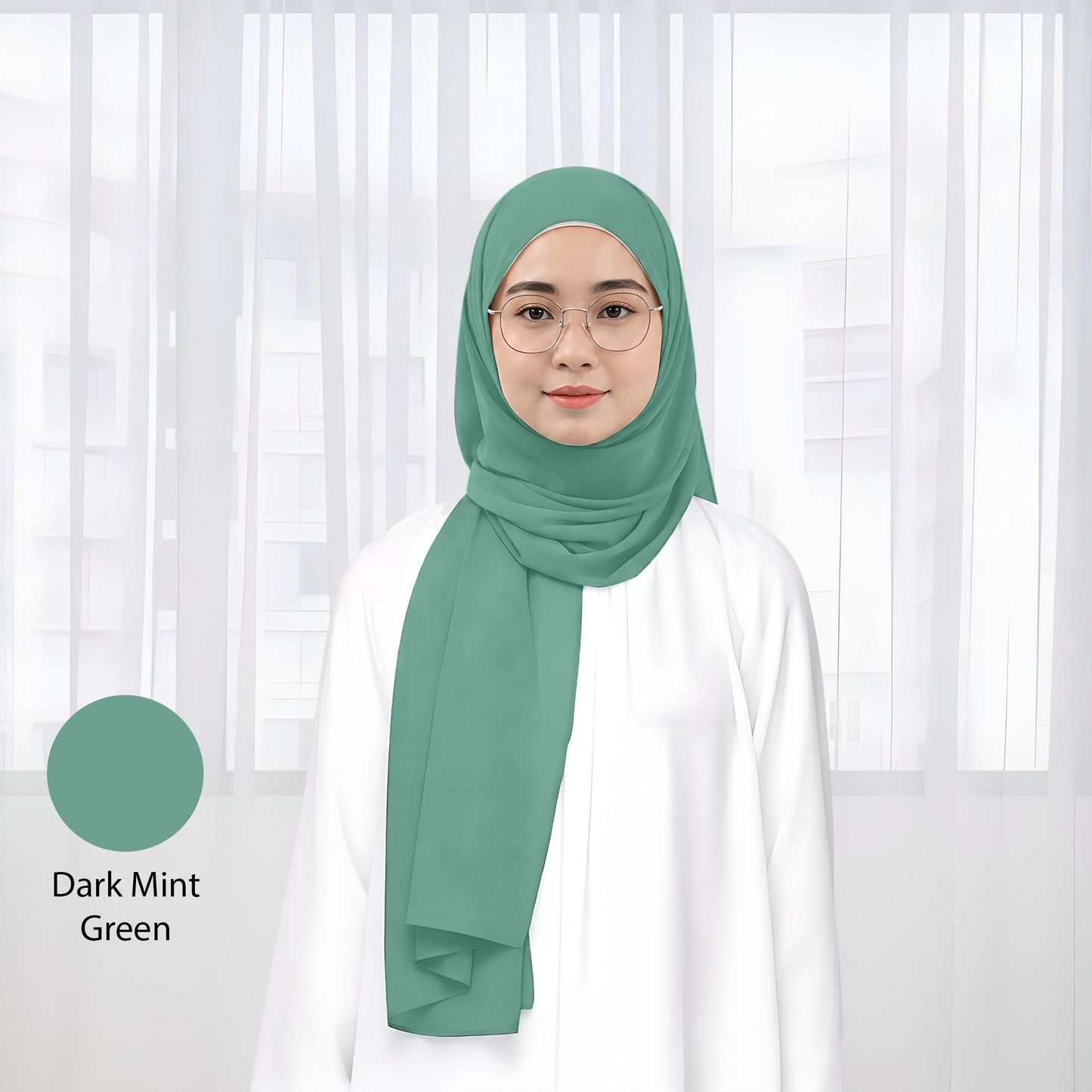 Premium Heavy Chiffon Plain Shawl 2 Meter No52 Soft Mint Green