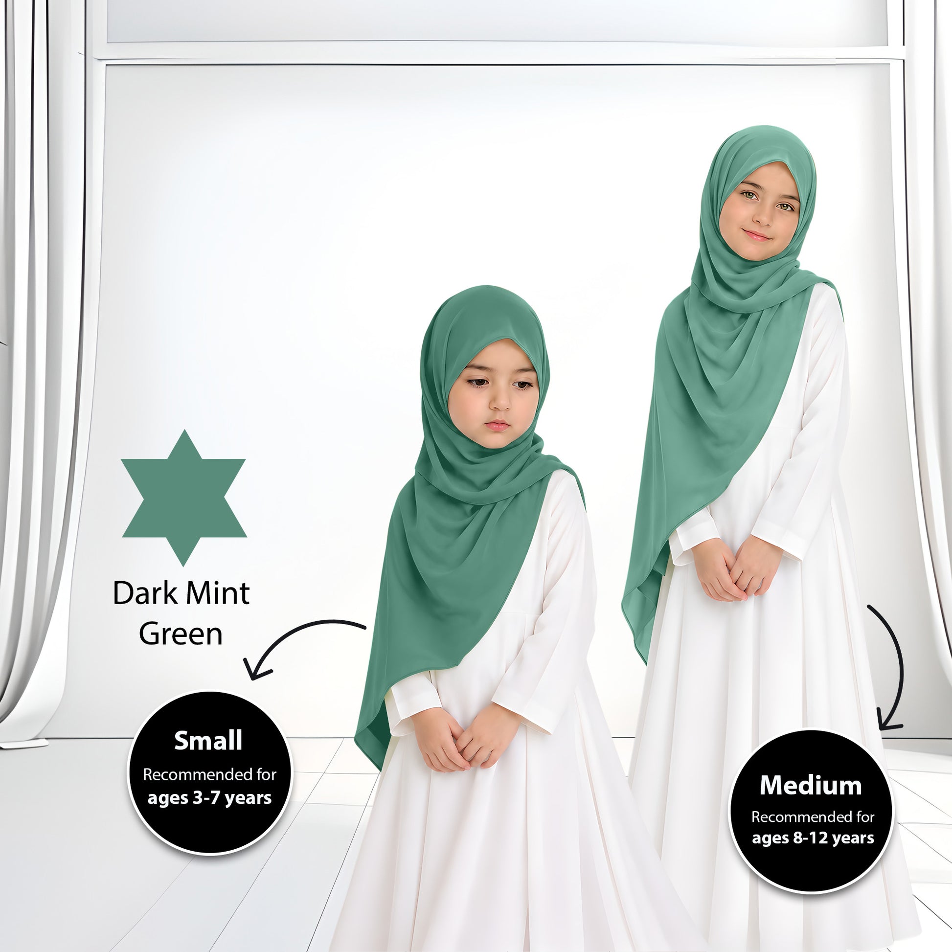 Kids Heavy Chiffon Budak Shawl - No52 Soft Mint Green