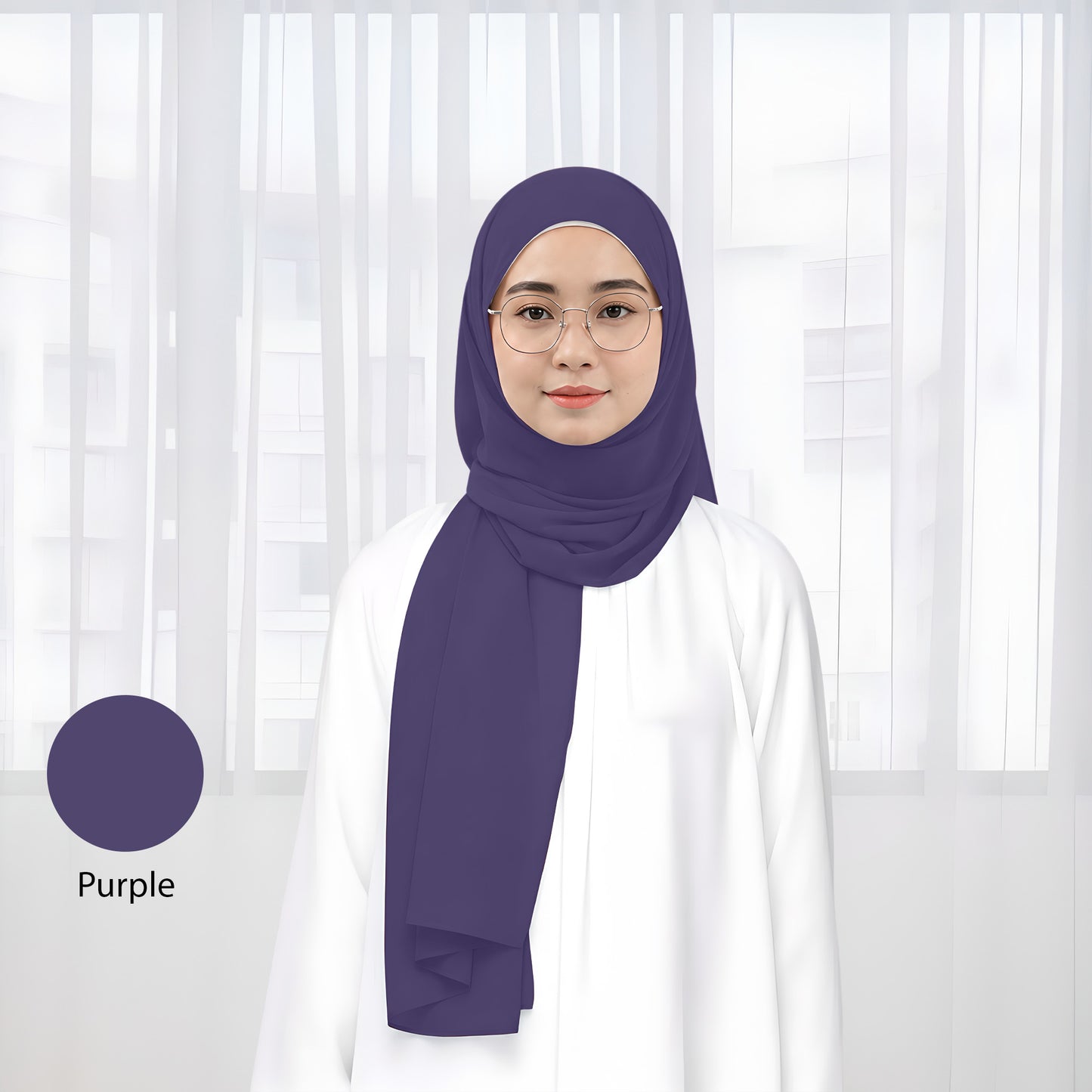Premium Heavy Chiffon Plain Shawl 2 Meter No55 Grey