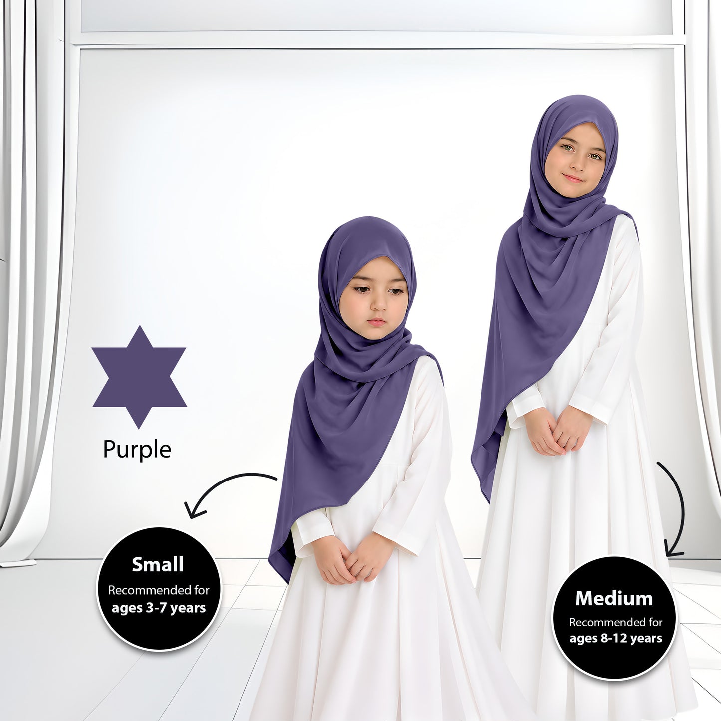 Kids Heavy Chiffon Budak Shawl - No55 Grey