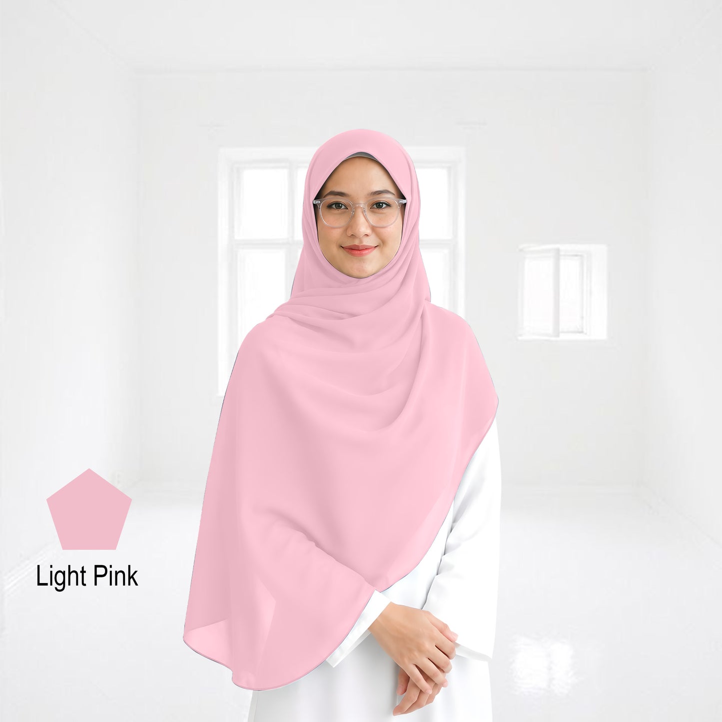 Premium Heavy Chiffon Full Curve Shawl 2 Meter - No63 White