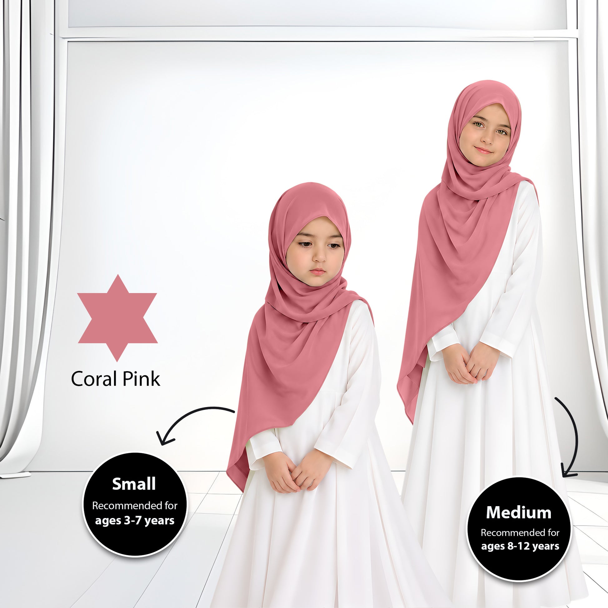Kids Heavy Chiffon Budak Shawl - No63 White