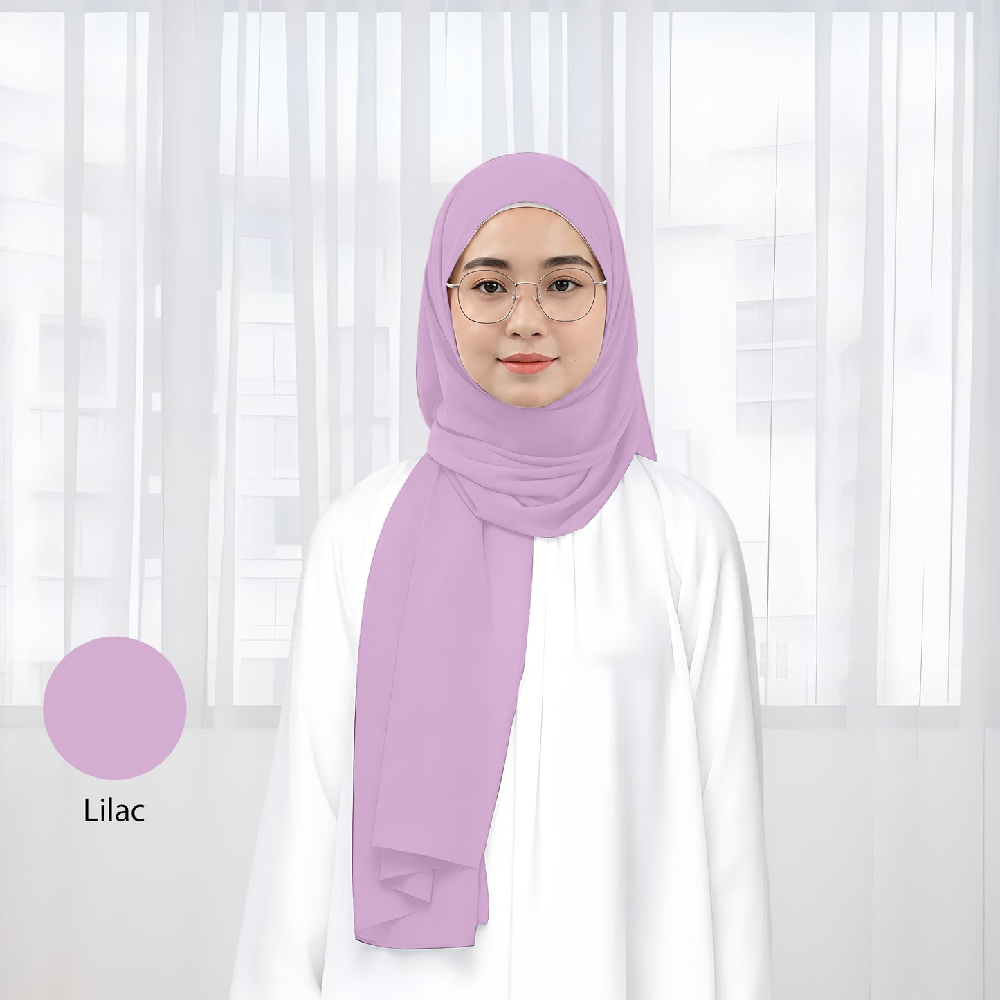 Premium Heavy Chiffon Plain Shawl 2 Meter No63 White