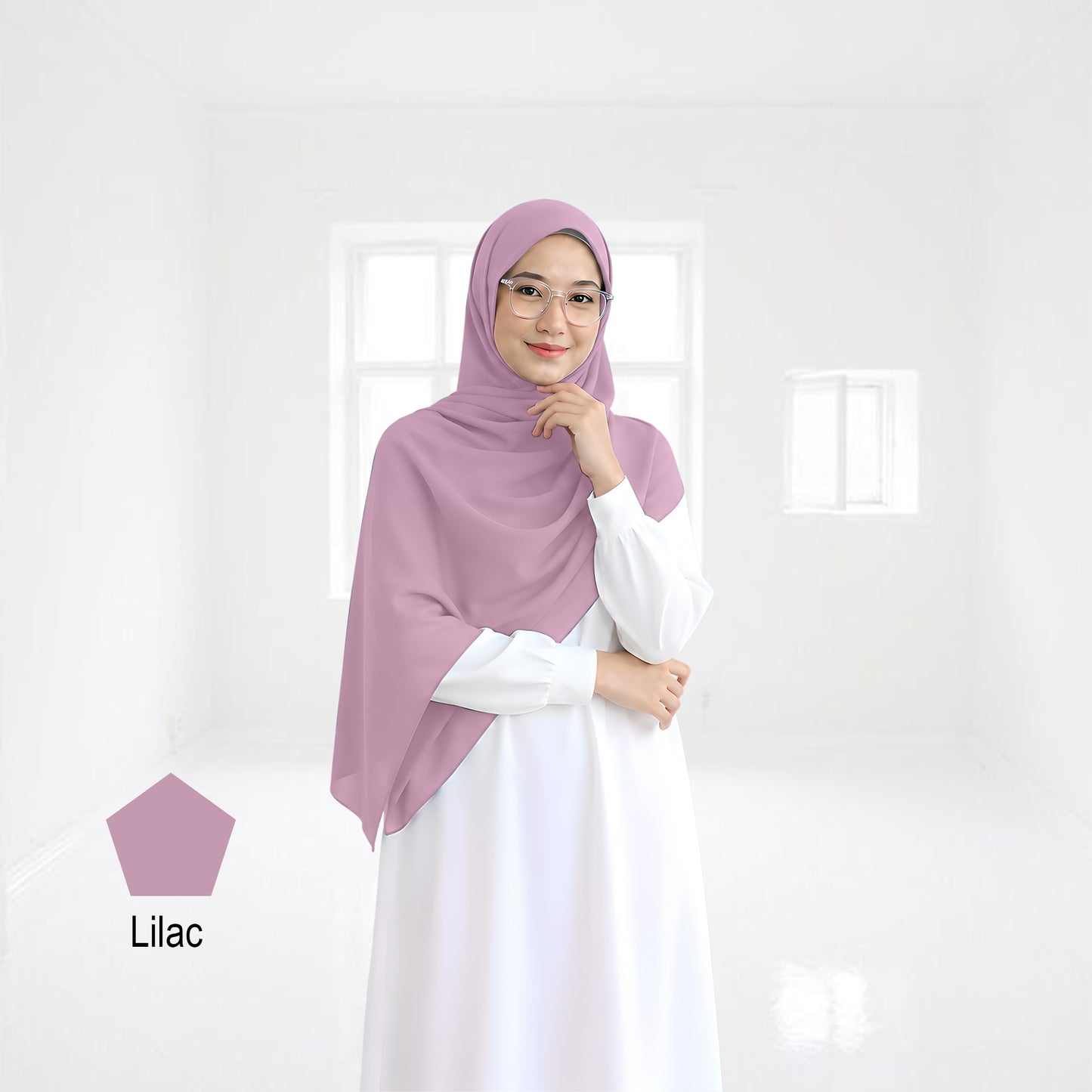 Premium Heavy Chiffon Full Curve Shawl 2 Meter - No64 Grey Green