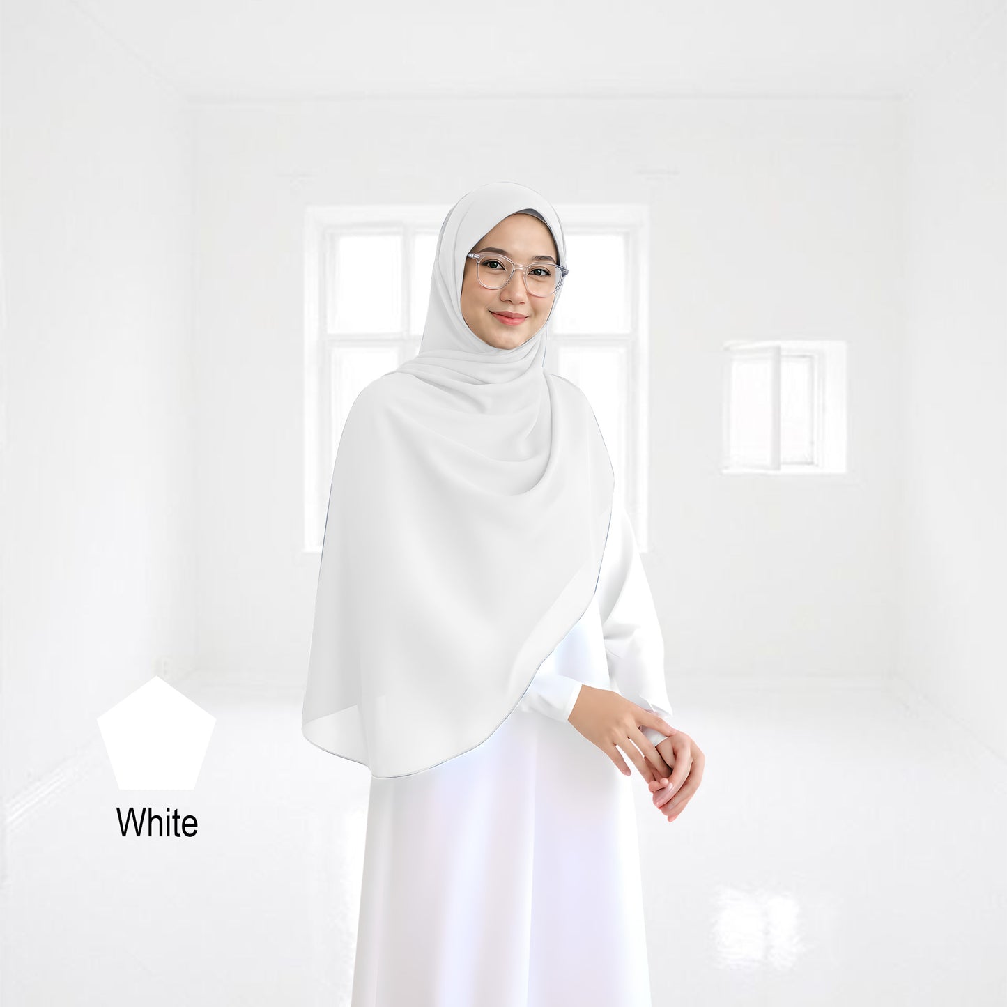 Premium Heavy Chiffon Full Curve Shawl 2 Meter - No69 Off White