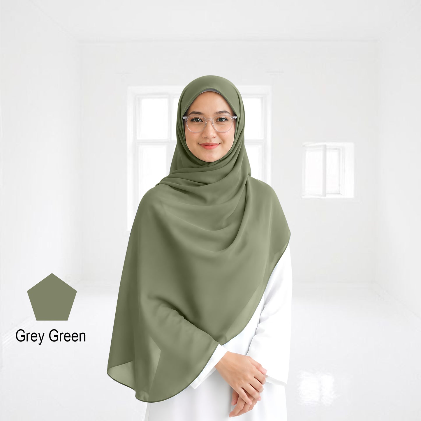 Premium Heavy Chiffon Full Curve Shawl 2 Meter - No70 Ocean Blue