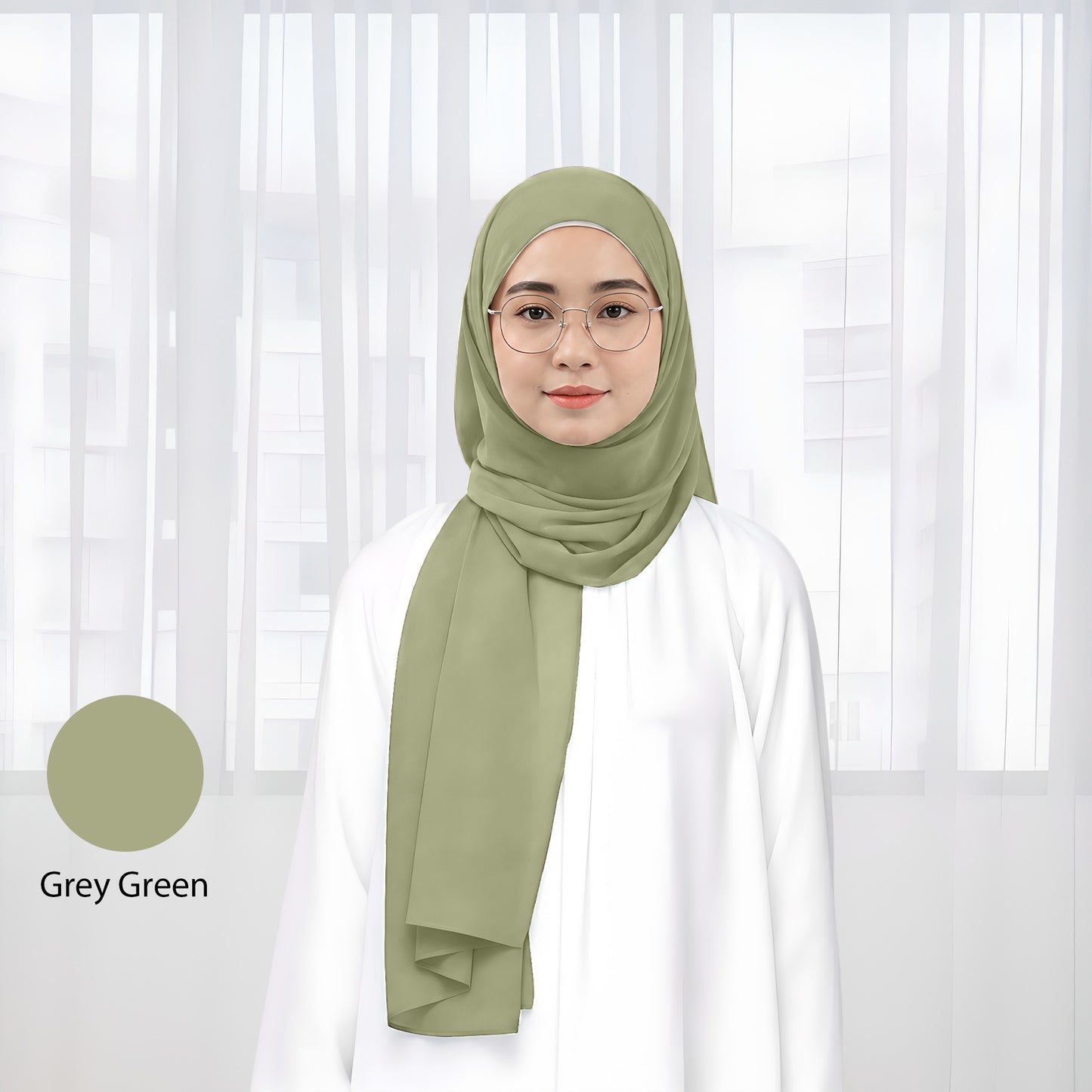 Premium Heavy Chiffon Plain Shawl 2 Meter No69 Off White