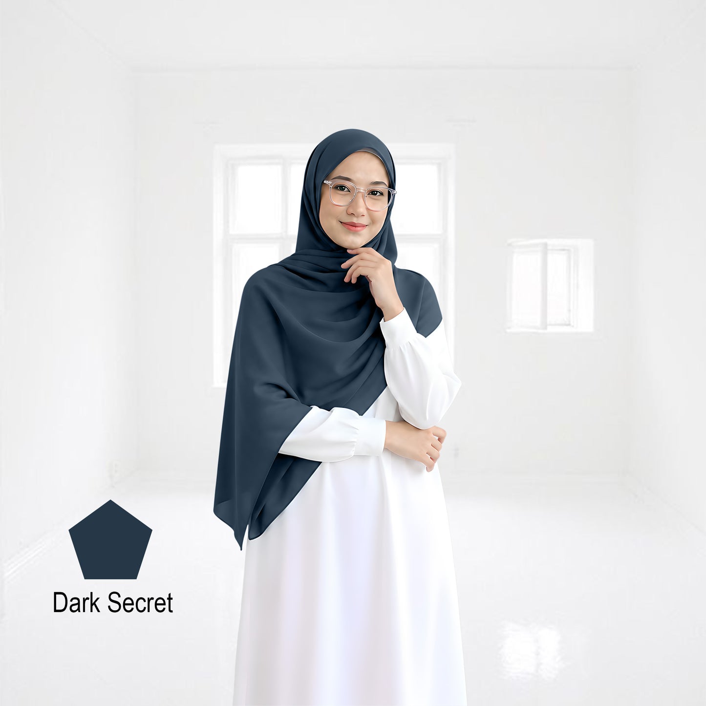 Premium Heavy Chiffon Full Curve Shawl 2 Meter - No71 Sea Green
