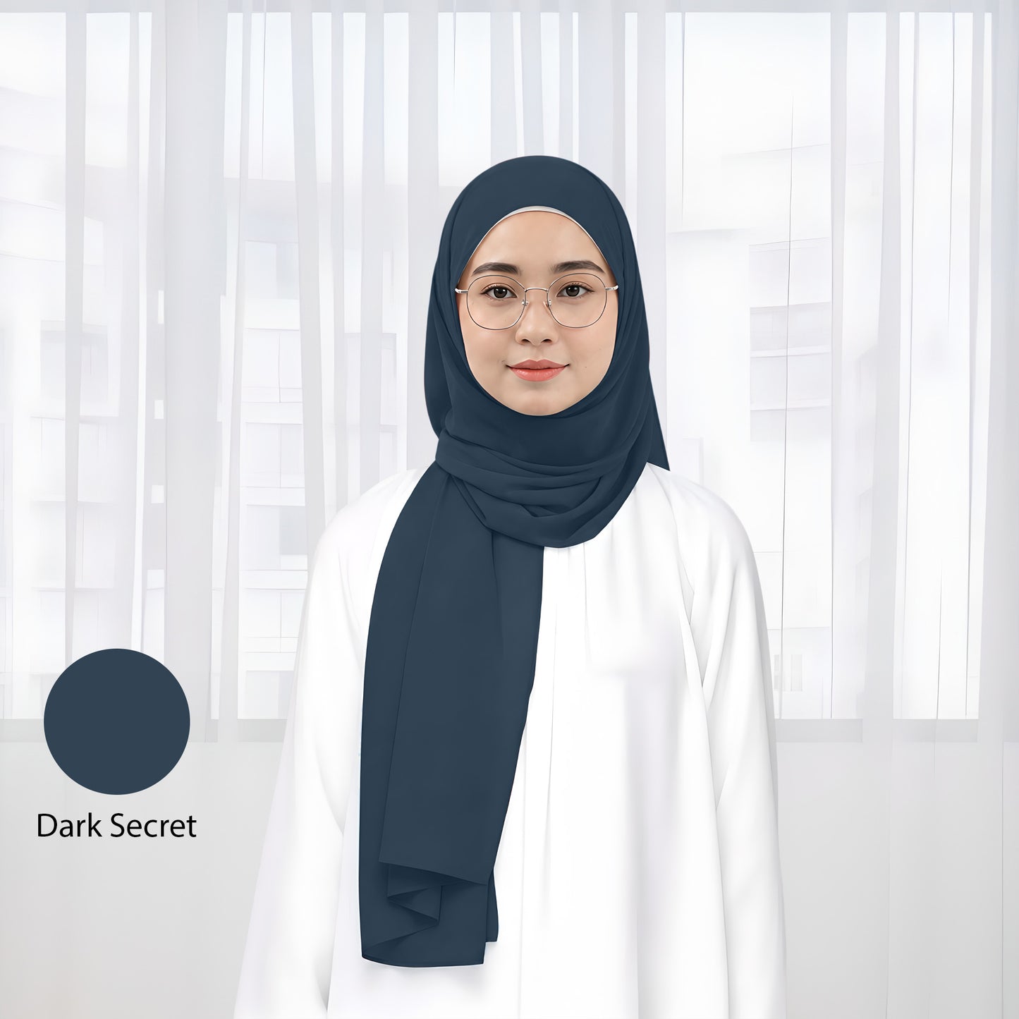 Premium Heavy Chiffon Plain Shawl 2 Meter No70 Ocean Blue