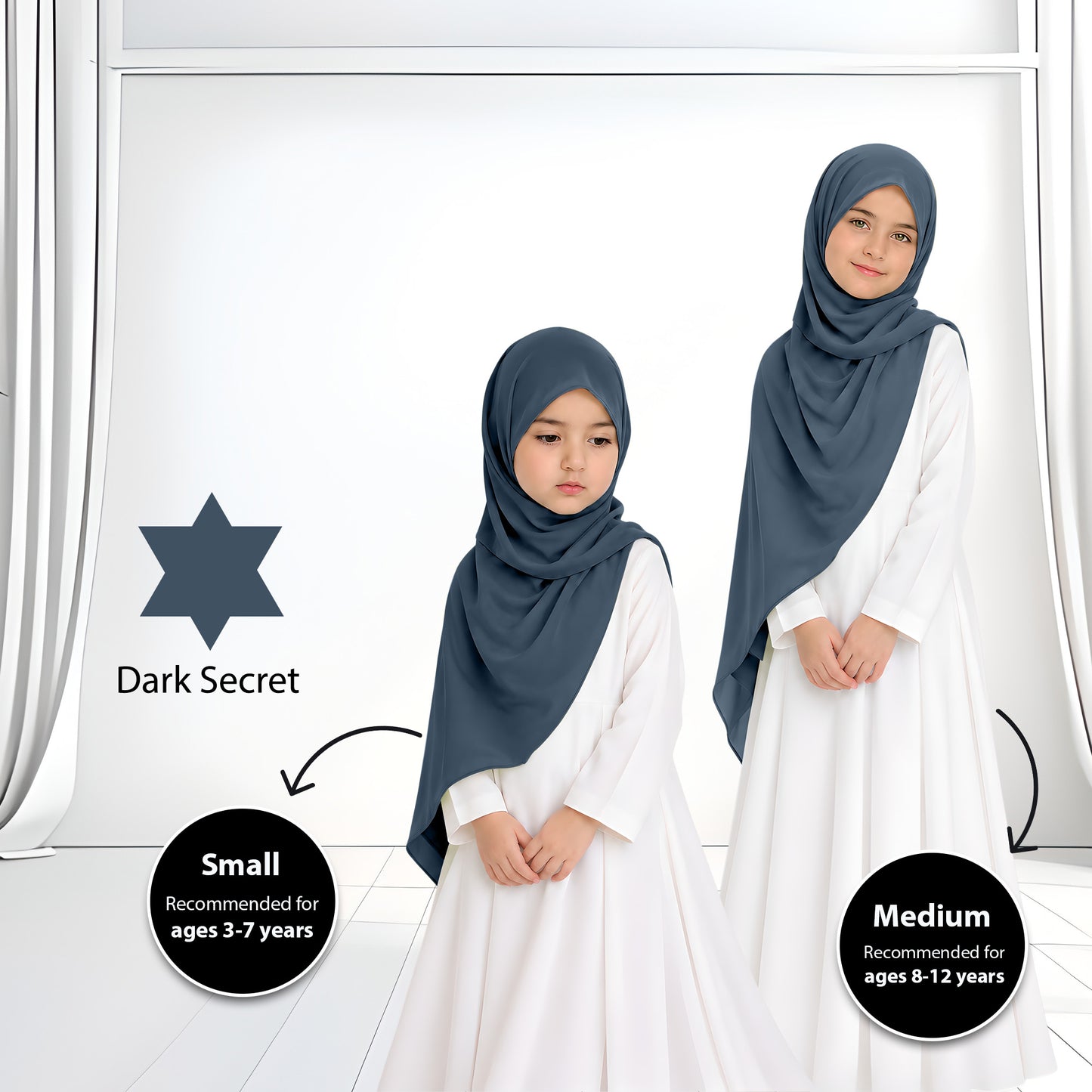Kids Heavy Chiffon Budak Shawl - No70 Ocean Blue