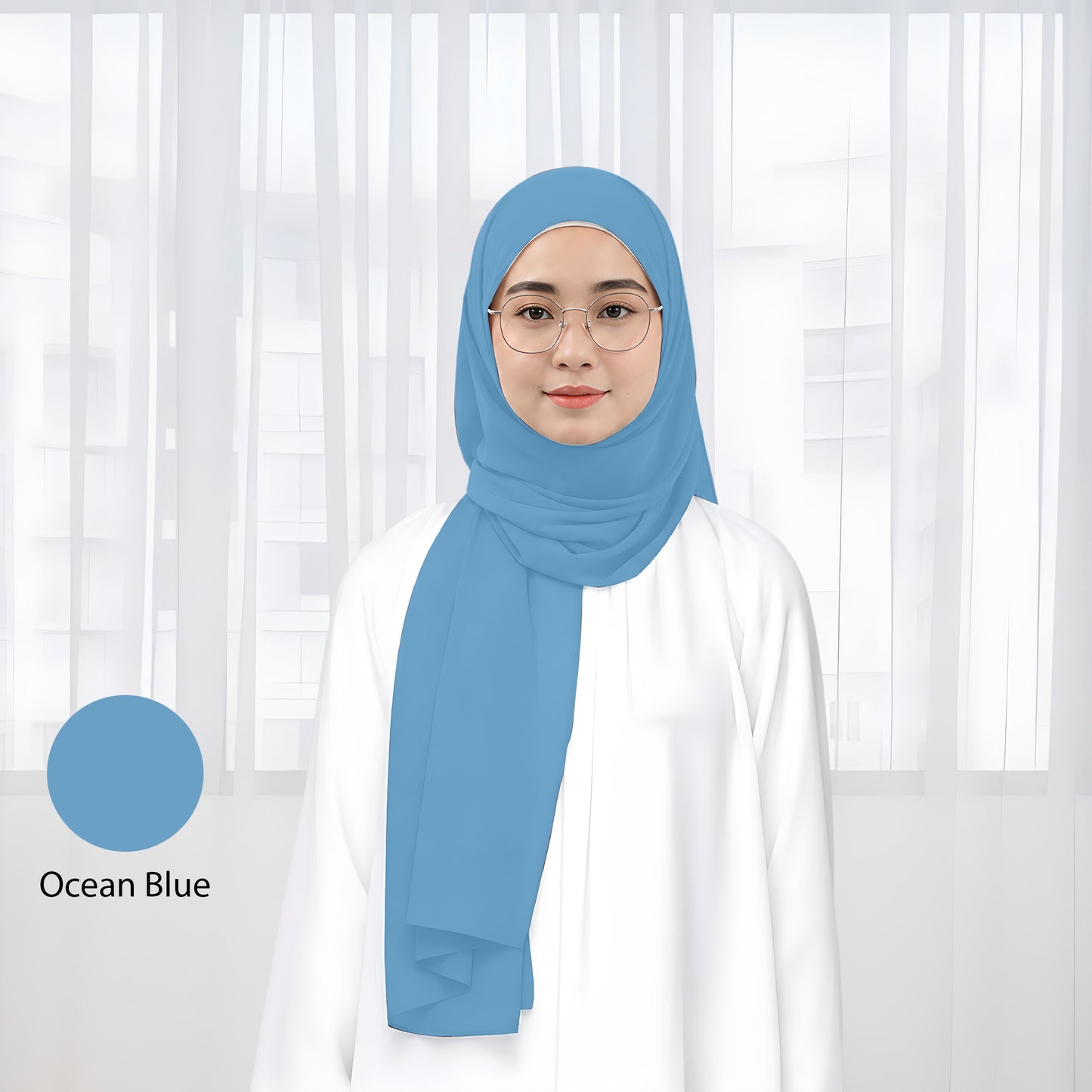 Premium Heavy Chiffon Plain Shawl 2 Meter No74 Baby Blue