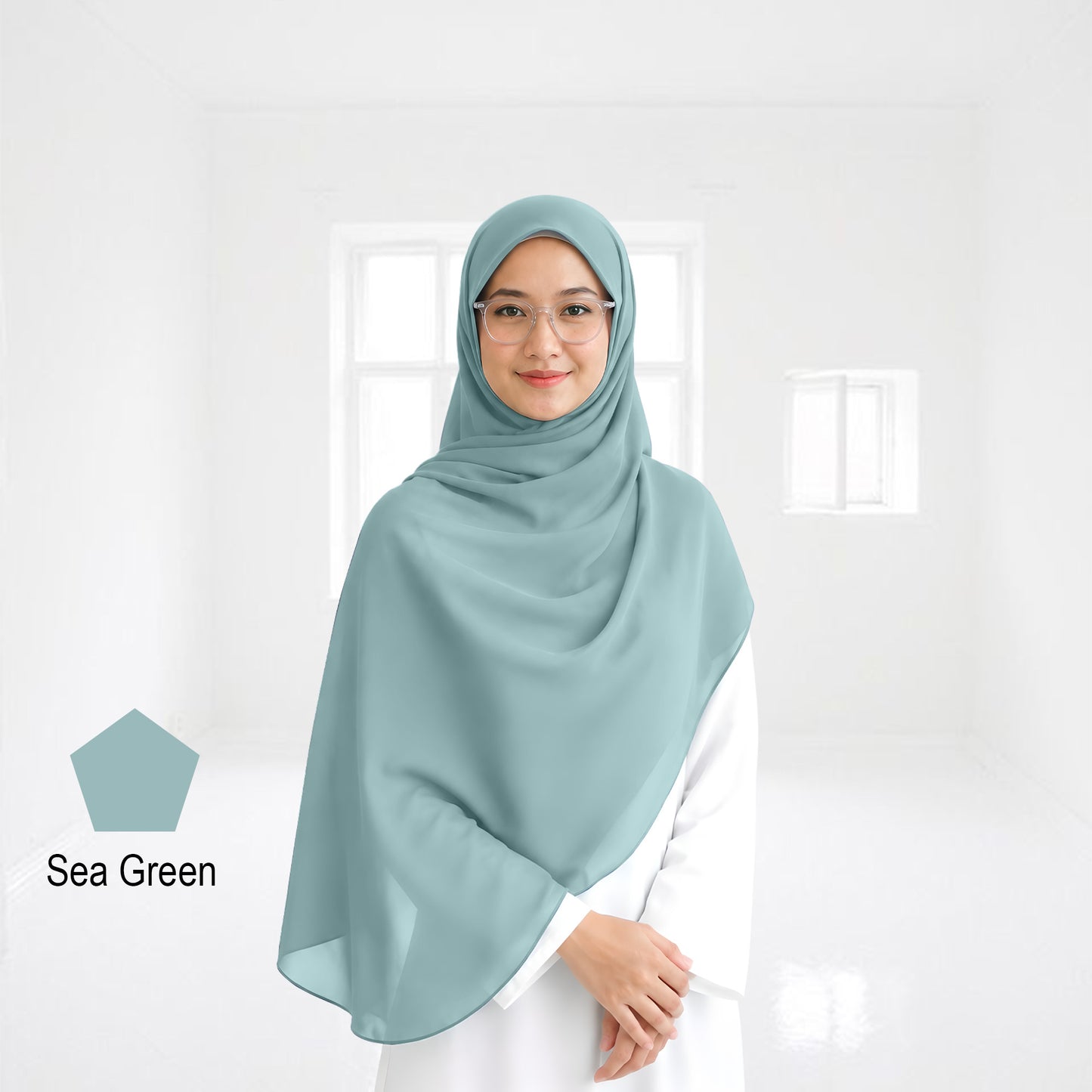 Premium Heavy Chiffon Full Curve Shawl 2 Meter - No81 Olive