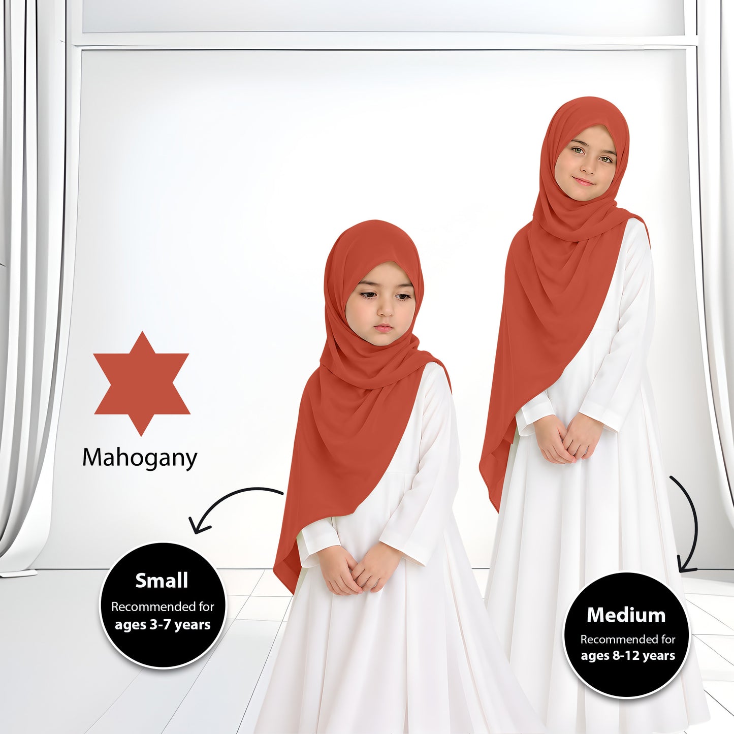 Kids Heavy Chiffon Budak Shawl - No83 Rich Brown