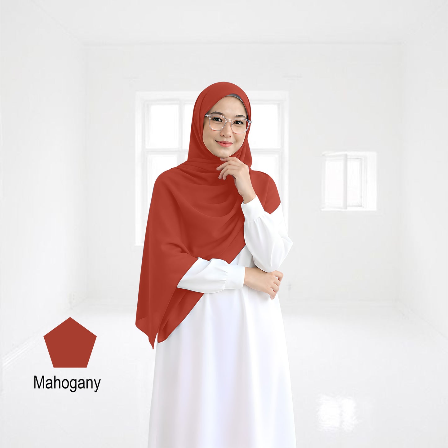 Premium Heavy Chiffon Full Curve Shawl 2 Meter - No12C Apple Green
