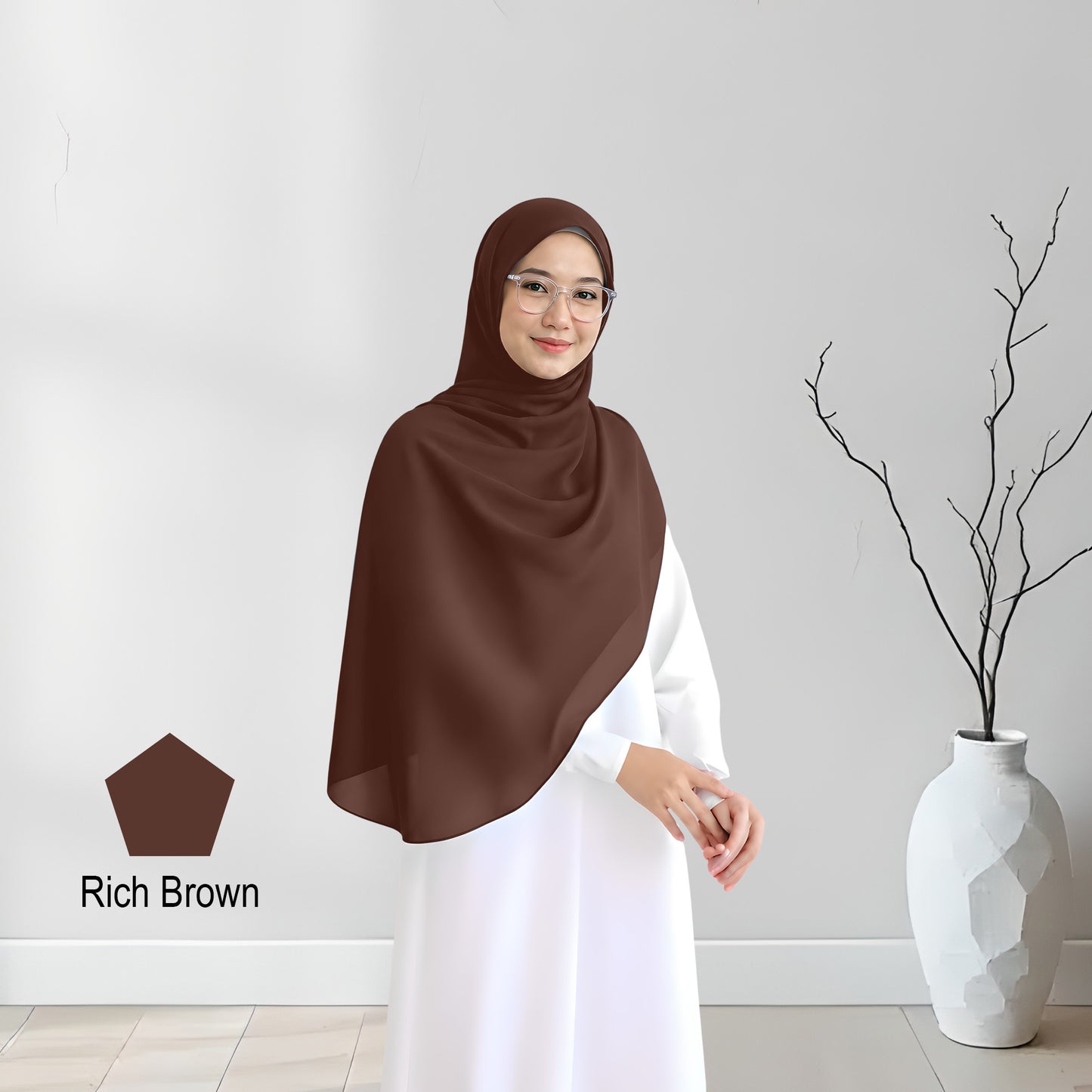 Premium Heavy Chiffon Full Curve Shawl 2 Meter - No85 Blue Black