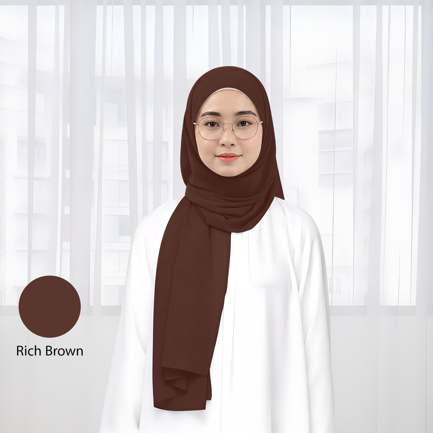 Premium Heavy Chiffon Plain Shawl 2 Meter No84 Burgundy
