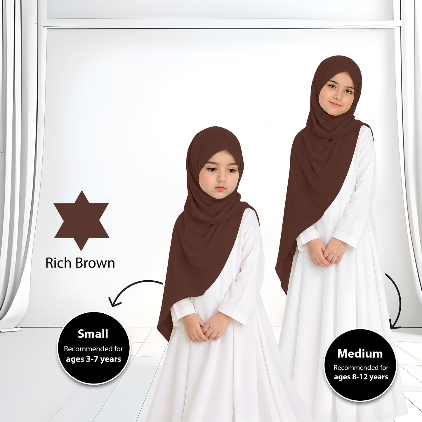 Kids Heavy Chiffon Budak Shawl - No84 Burgundy