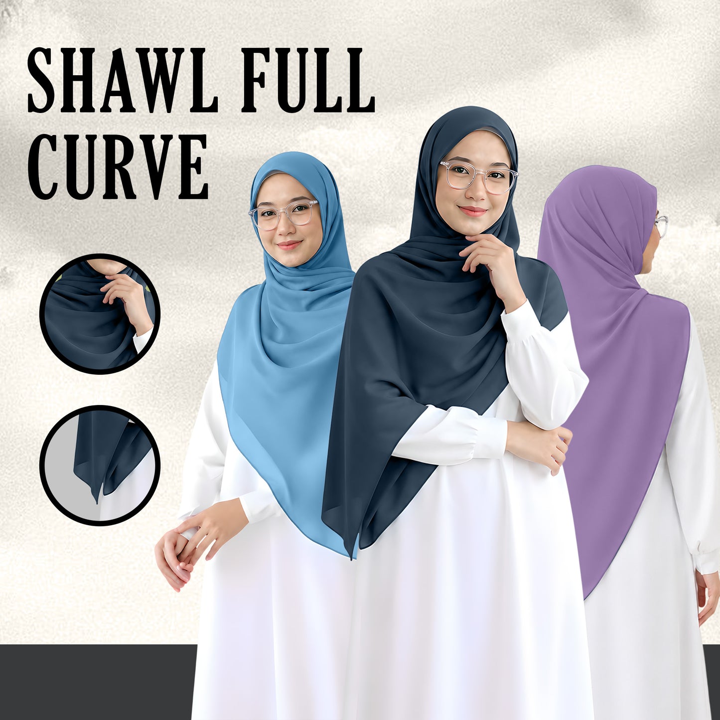 Rubaba Textiles Premium Heavy Chiffon Full Curve Shawl No1 Candy Pink Image 1