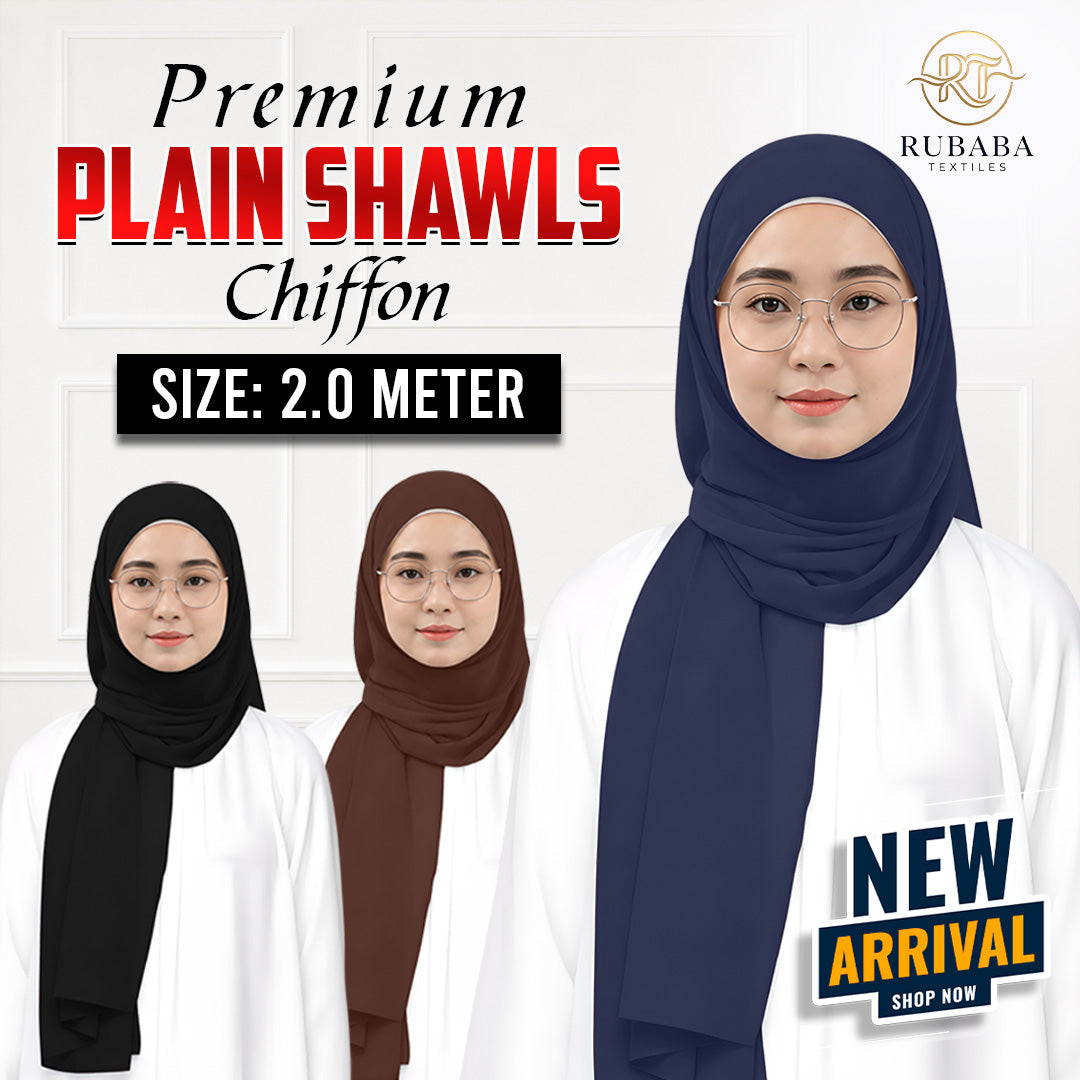 Heavy Chiffon Kicknes Plain Shawl – Premium 2 Meter Lightweight Elegant Scarf