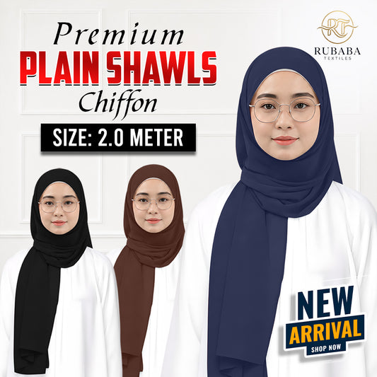 Heavy Chiffon Kicknes Plain Shawl – Premium 2 Meter Lightweight Elegant Scarf