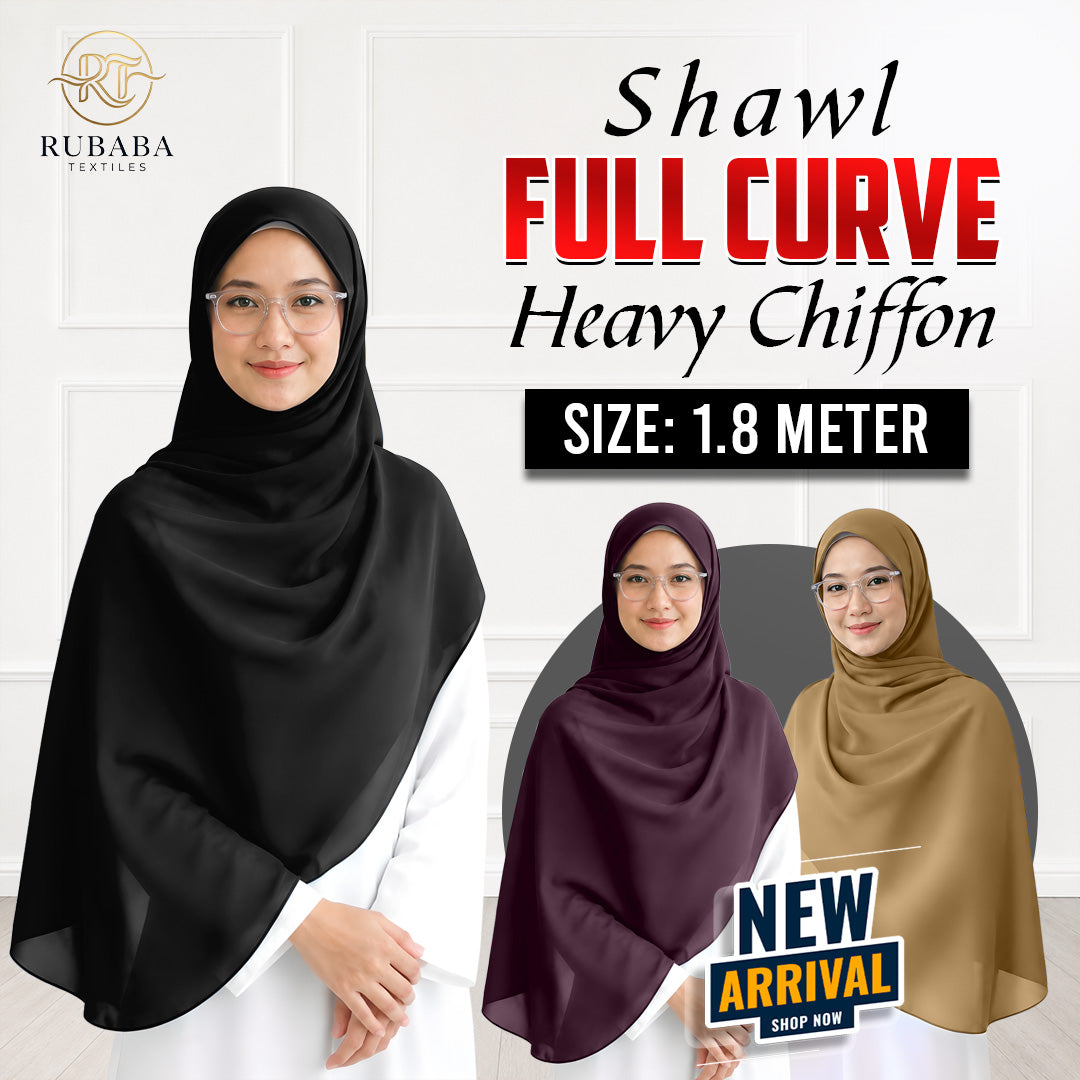 Premium Heavy Chiffon Full Curve Shawl – 1.8 Meter | Rubaba Textiles