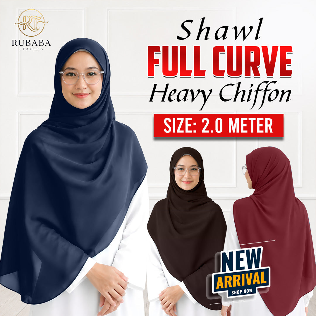 Heavy Chiffon Full Curve Shawl – Premium 2 Meter Lightweight Elegant Scarf