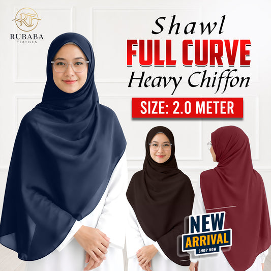 Heavy Chiffon Full Curve Shawl – Premium 2 Meter Lightweight Elegant Scarf